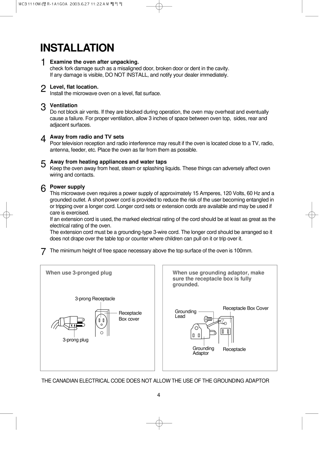 Magic Chef MCB1110W instruction manual 