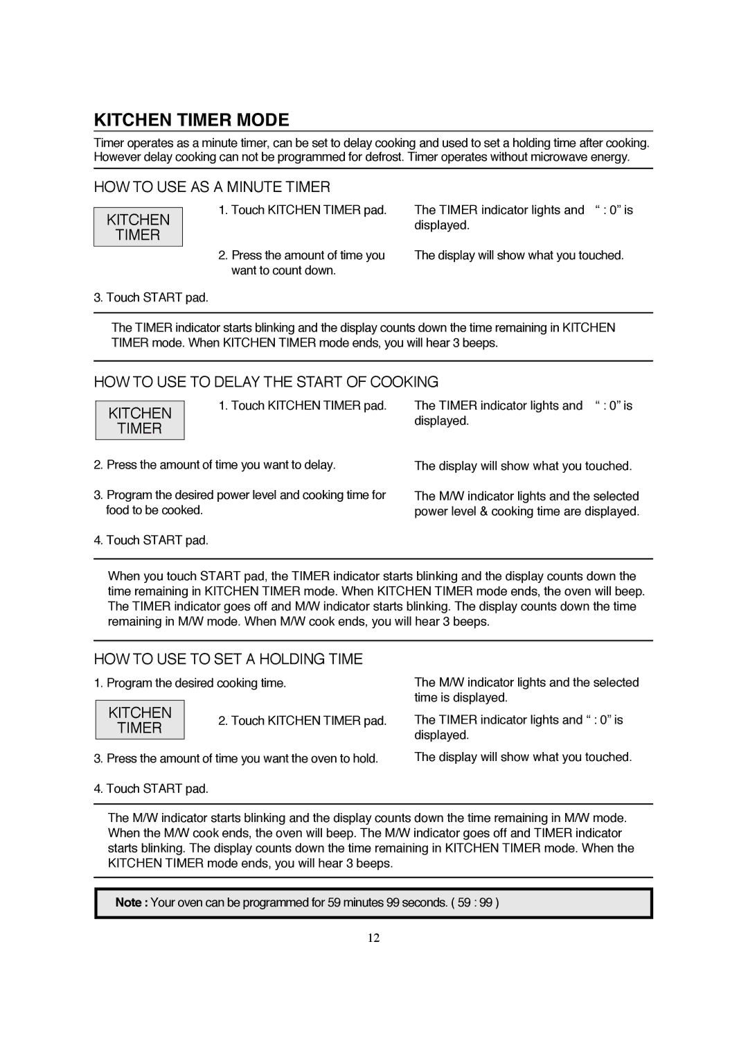 Magic Chef MCB770B Kitchen Timer Mode, HOW to USE AS a Minute Timer Kitchen, HOW to USE to SET a Holding Time 