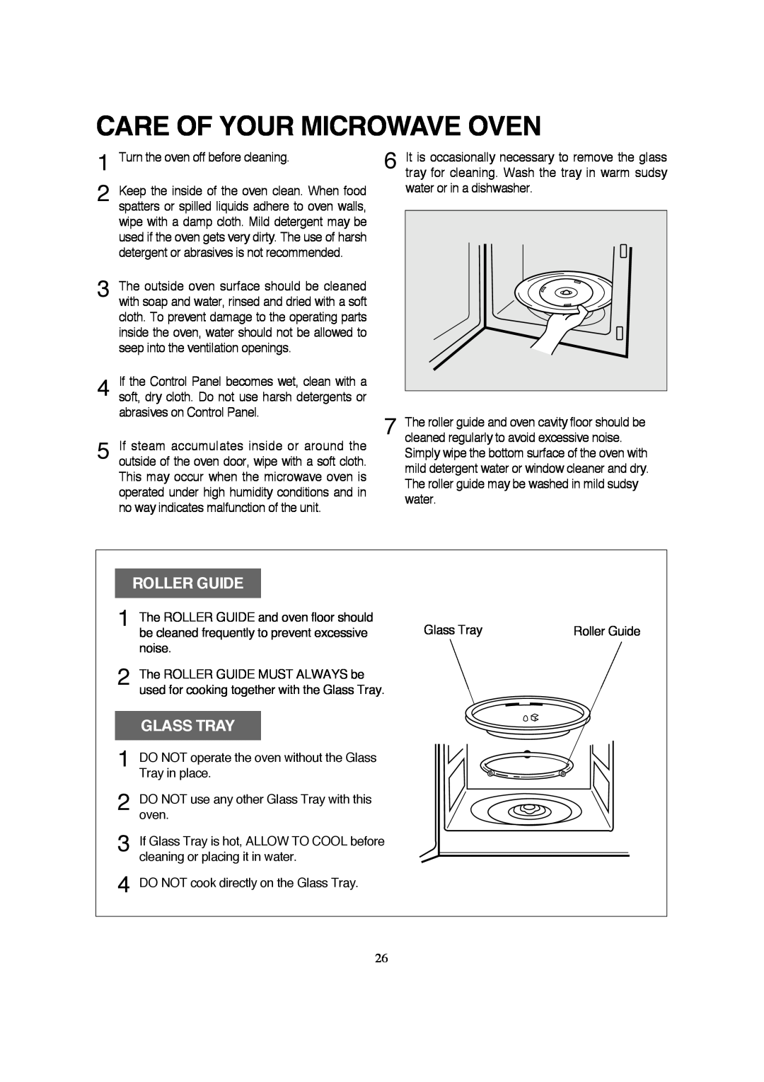 Magic Chef MCB770B instruction manual Care Of Your Microwave Oven, Roller Guide, Glass Tray 