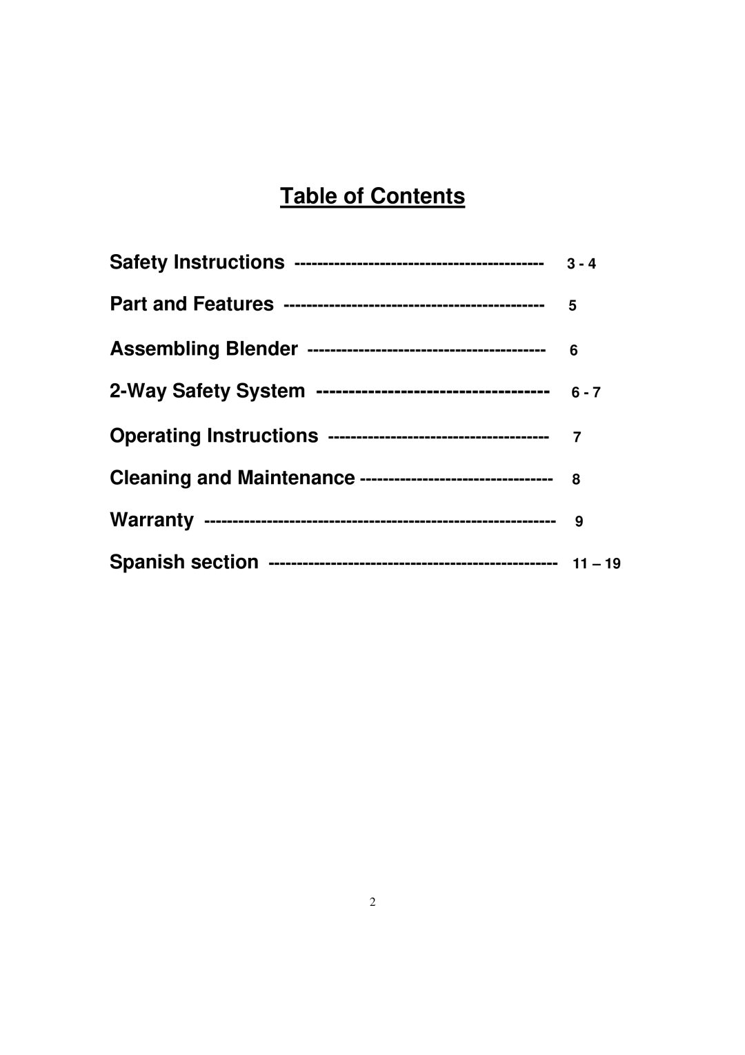 Magic Chef MCBL5CG operating instructions Table of Contents 