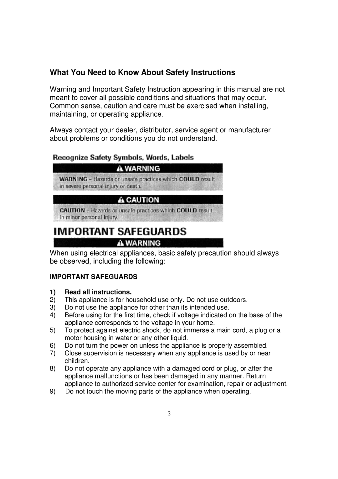 Magic Chef MCBL5CG operating instructions What You Need to Know About Safety Instructions, Read all instructions 