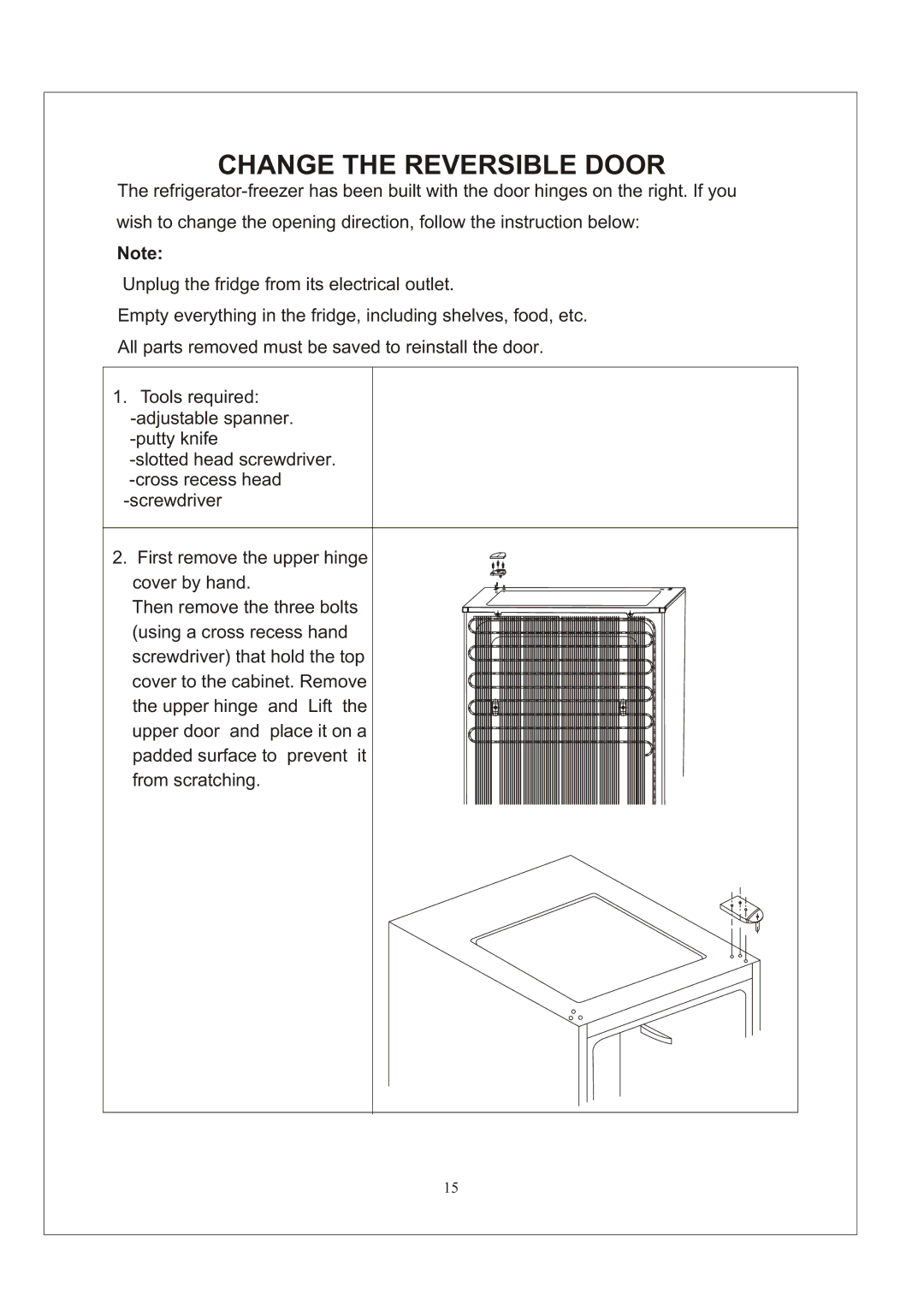 Magic Chef MCBR1000B, MCBR1000S, MCBR1000W manual Change the Reversible Door 