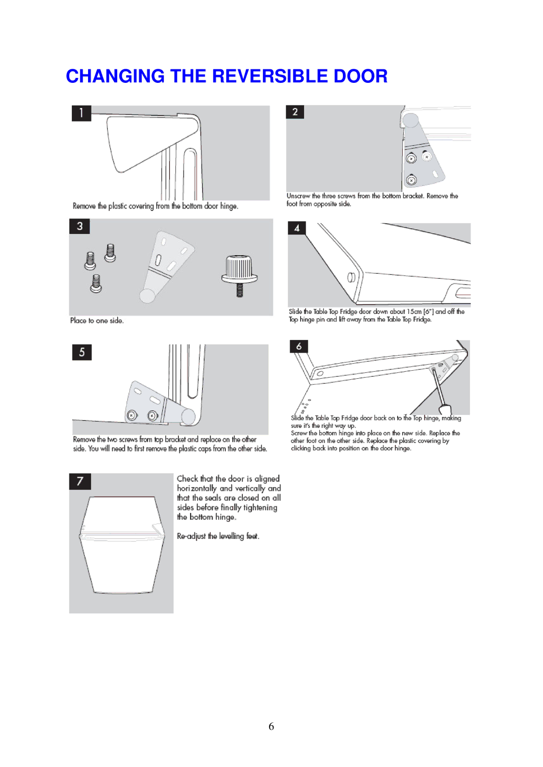 Magic Chef MCBR170BMD, MCBR170WMD instruction manual Changing the Reversible Door 