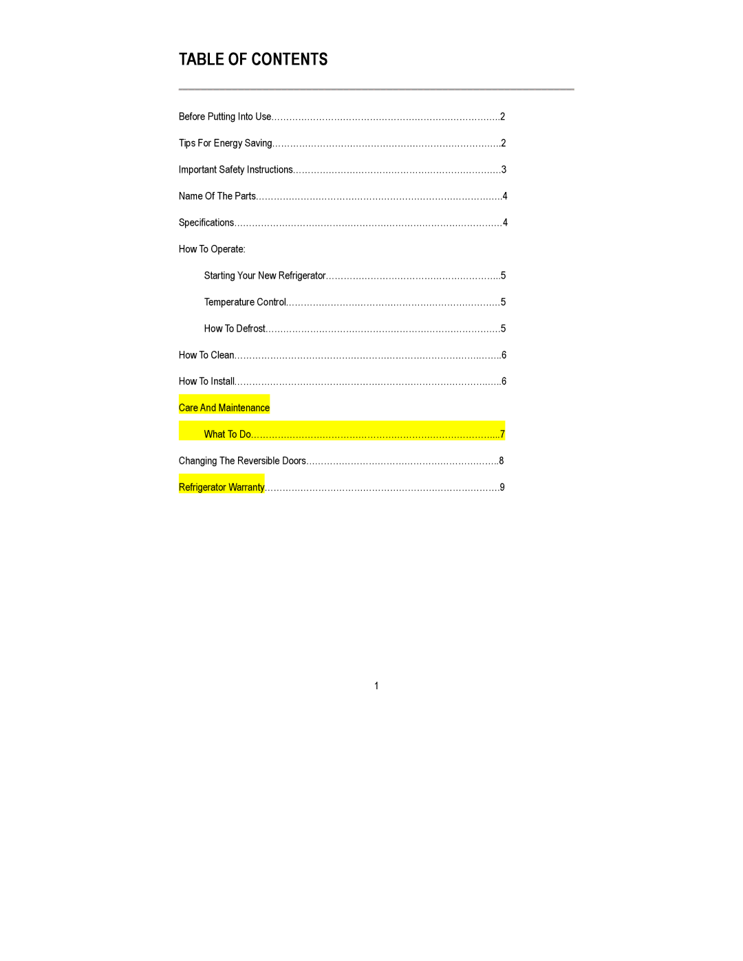 Magic Chef MCBR415S instruction manual Table of Contents 