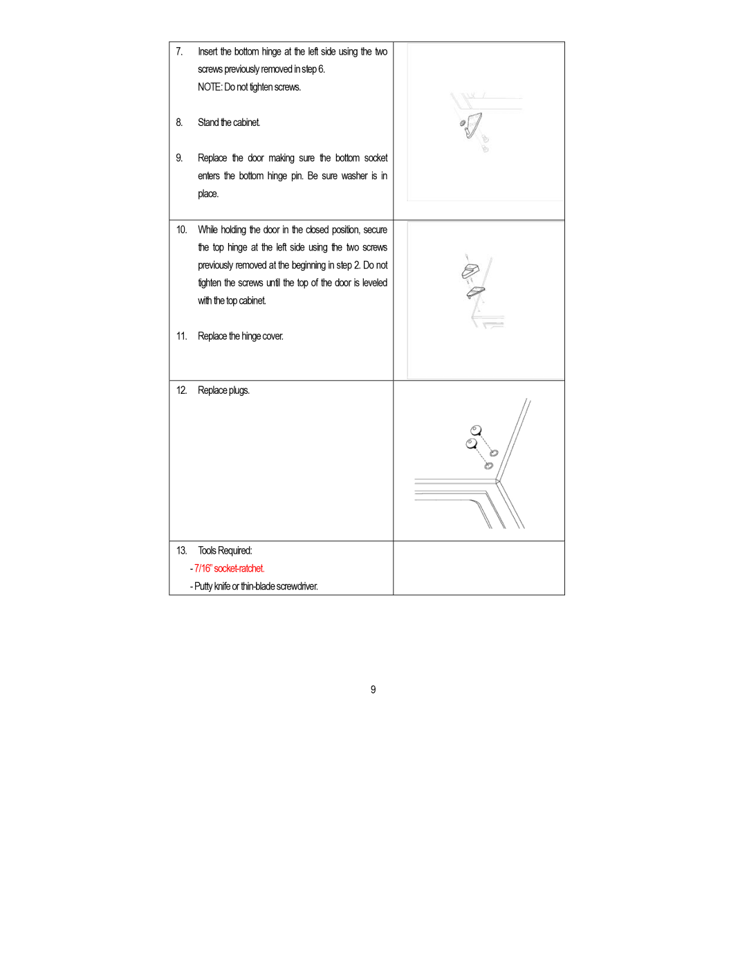 Magic Chef MCBR445B1 instruction manual Socket-ratchet 