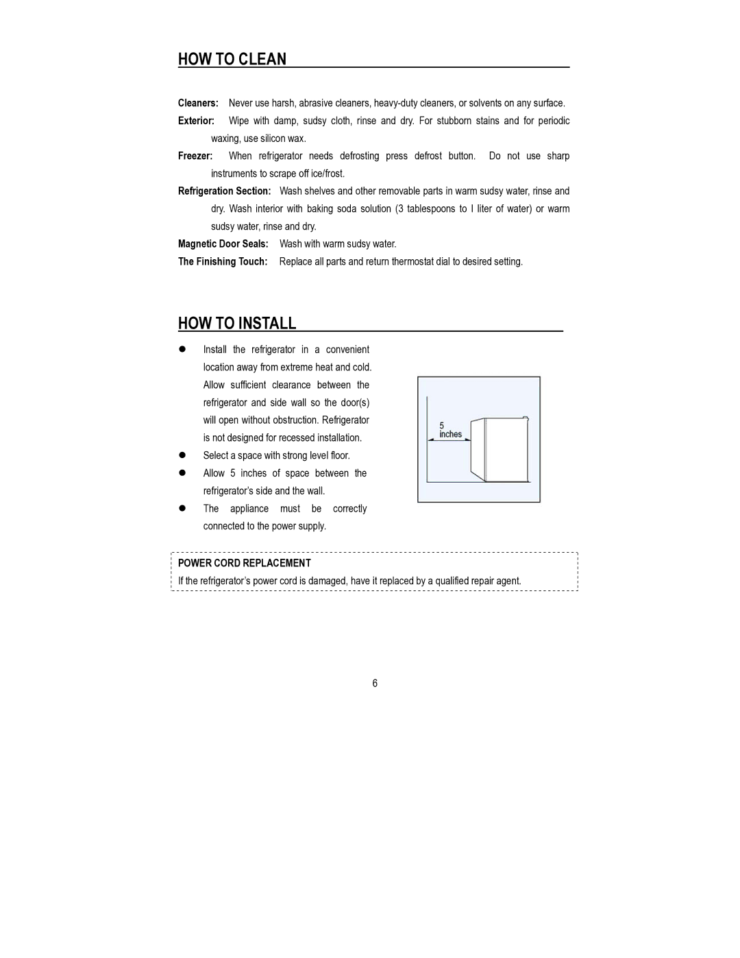 Magic Chef MCBR445B1 instruction manual HOW to Clean, HOW to Install 