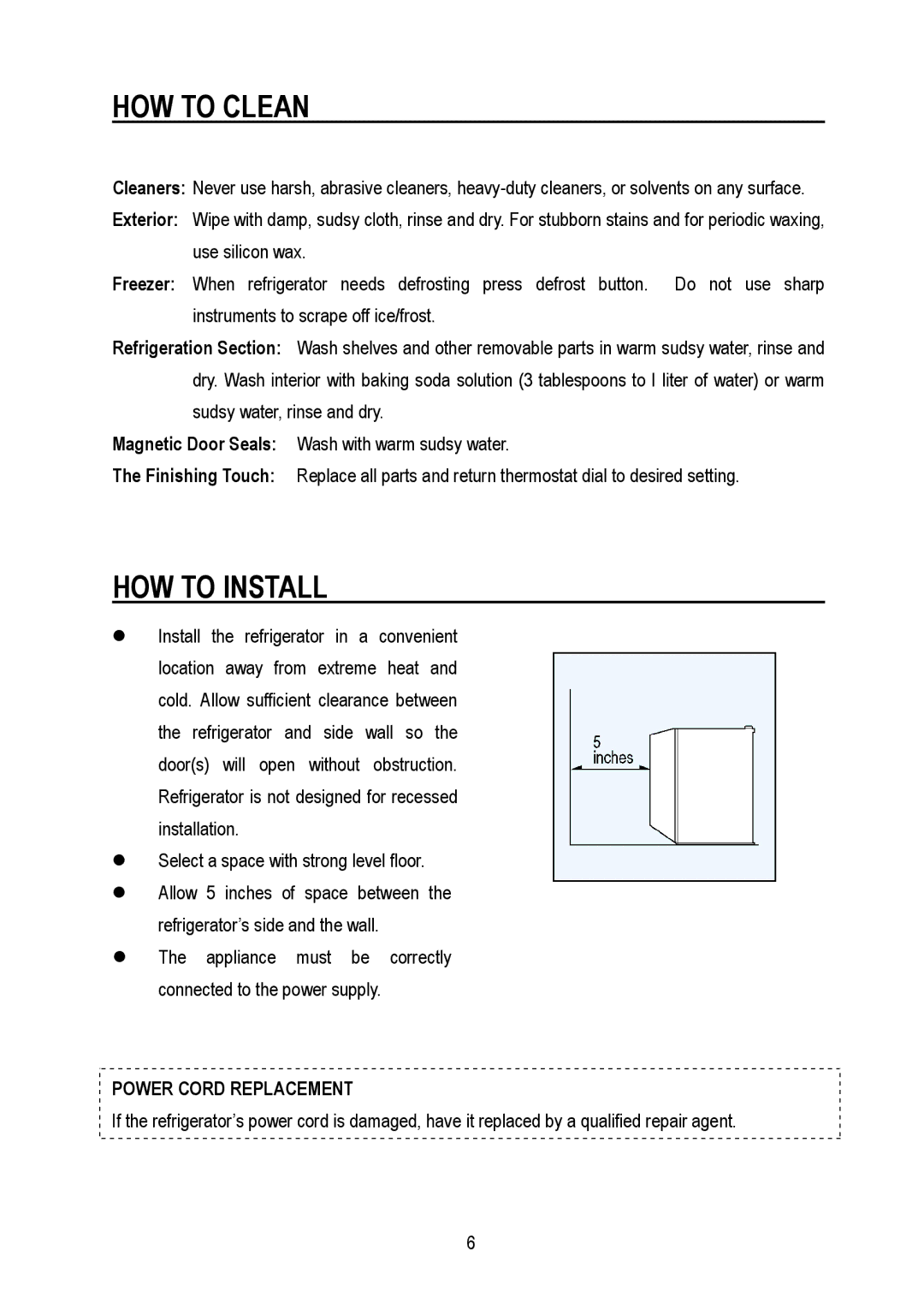 Magic Chef MCBR445S2, MCBR445B2, MCBR445W2 instruction manual HOW to Clean, HOW to Install 