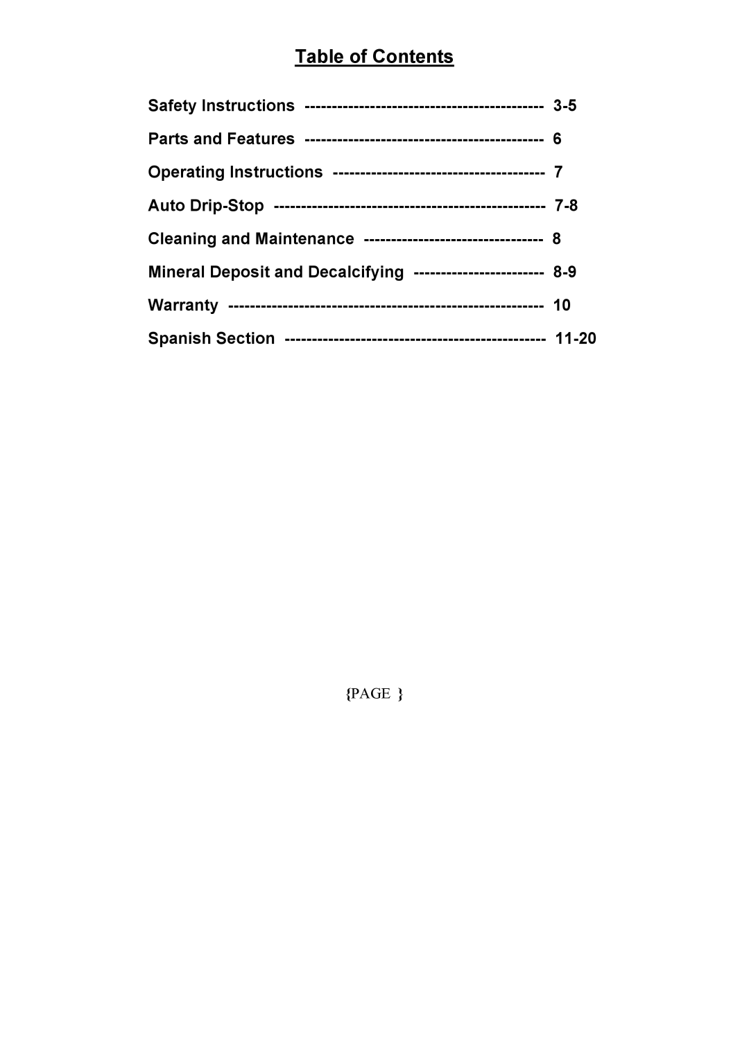 Magic Chef MCCM1NB12, MCCM1NW12 manual Table of Contents 