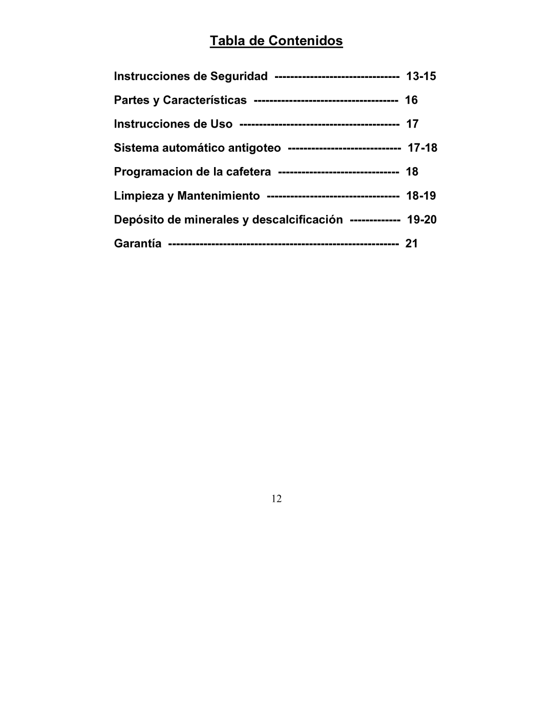 Magic Chef MCCM1TB12, MCCM1TW12 operating instructions Tabla de Contenidos 