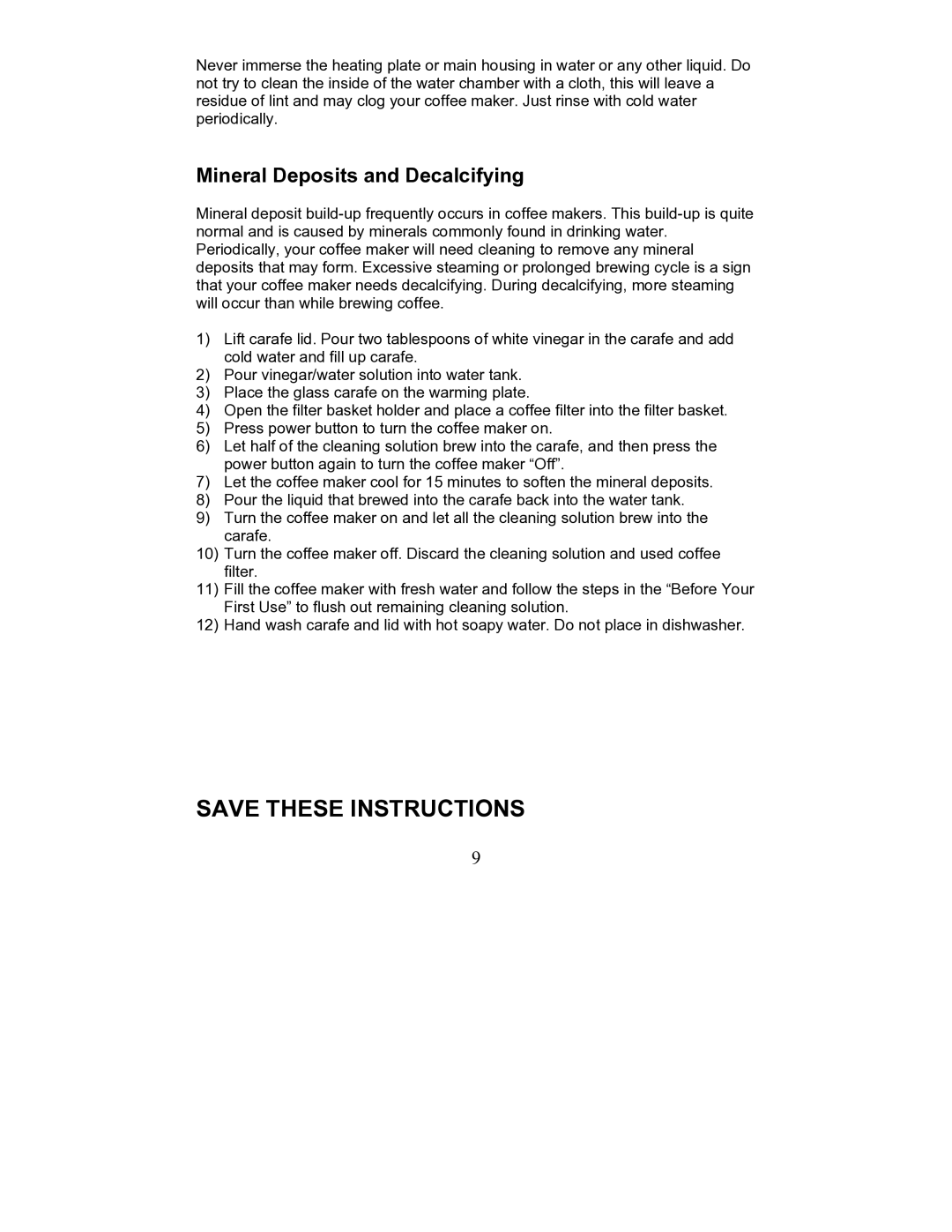 Magic Chef MCCM1TW12, MCCM1TB12 operating instructions Mineral Deposits and Decalcifying 