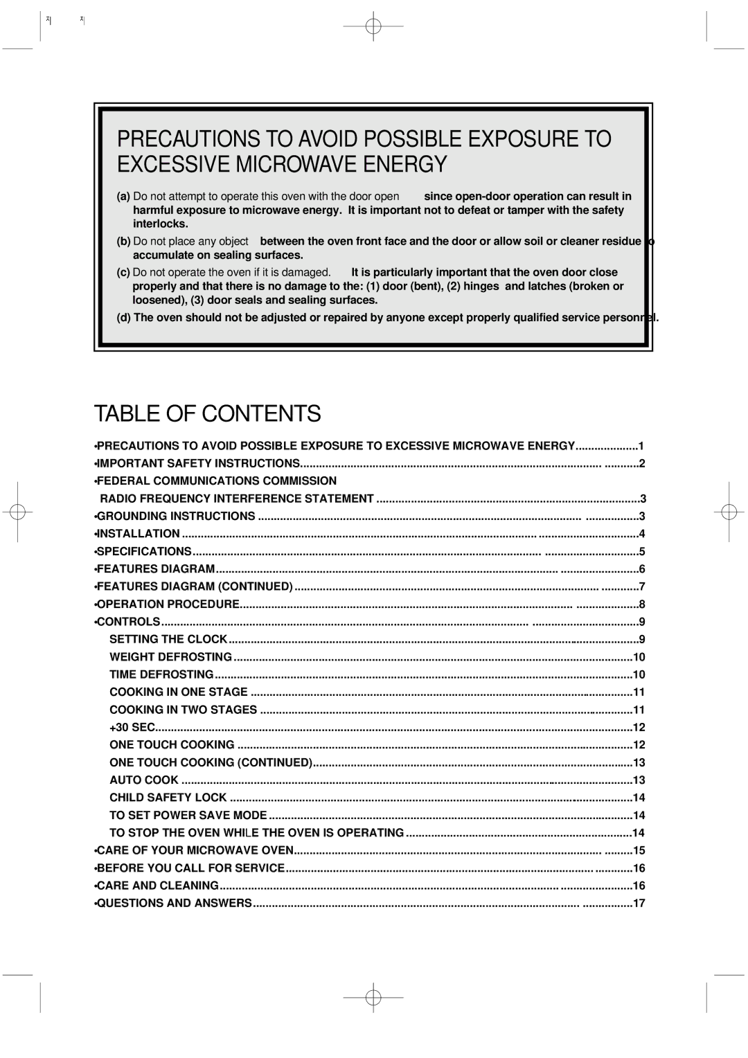 Magic Chef MCD1110WB manual Table of Contents 