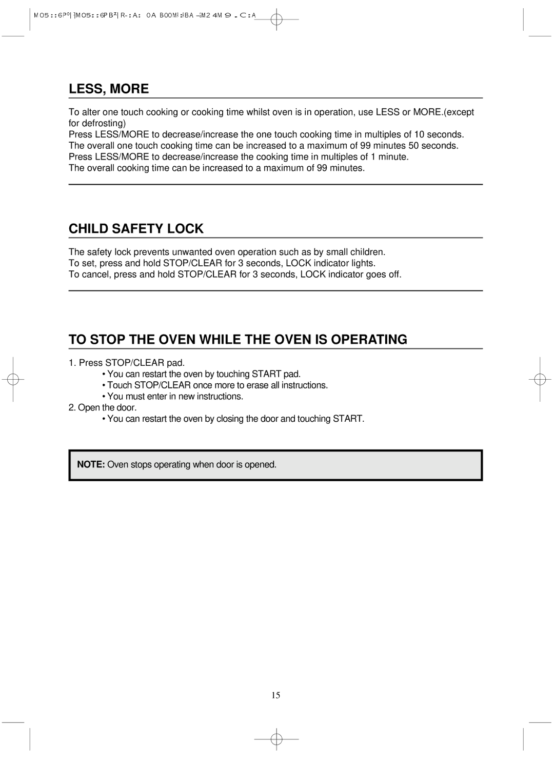 Magic Chef MCD11E3B instruction manual LESS, More, Child Safety Lock, To Stop the Oven While the Oven is Operating 