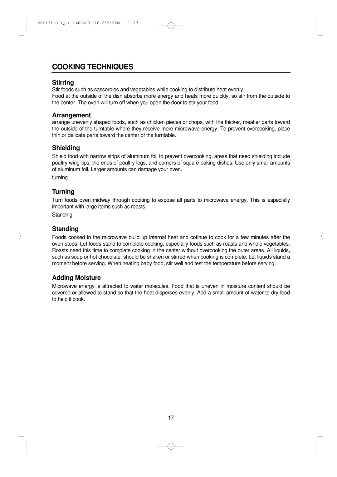 Magic Chef MCD1311ST manual Cooking Techniques, Stirring 