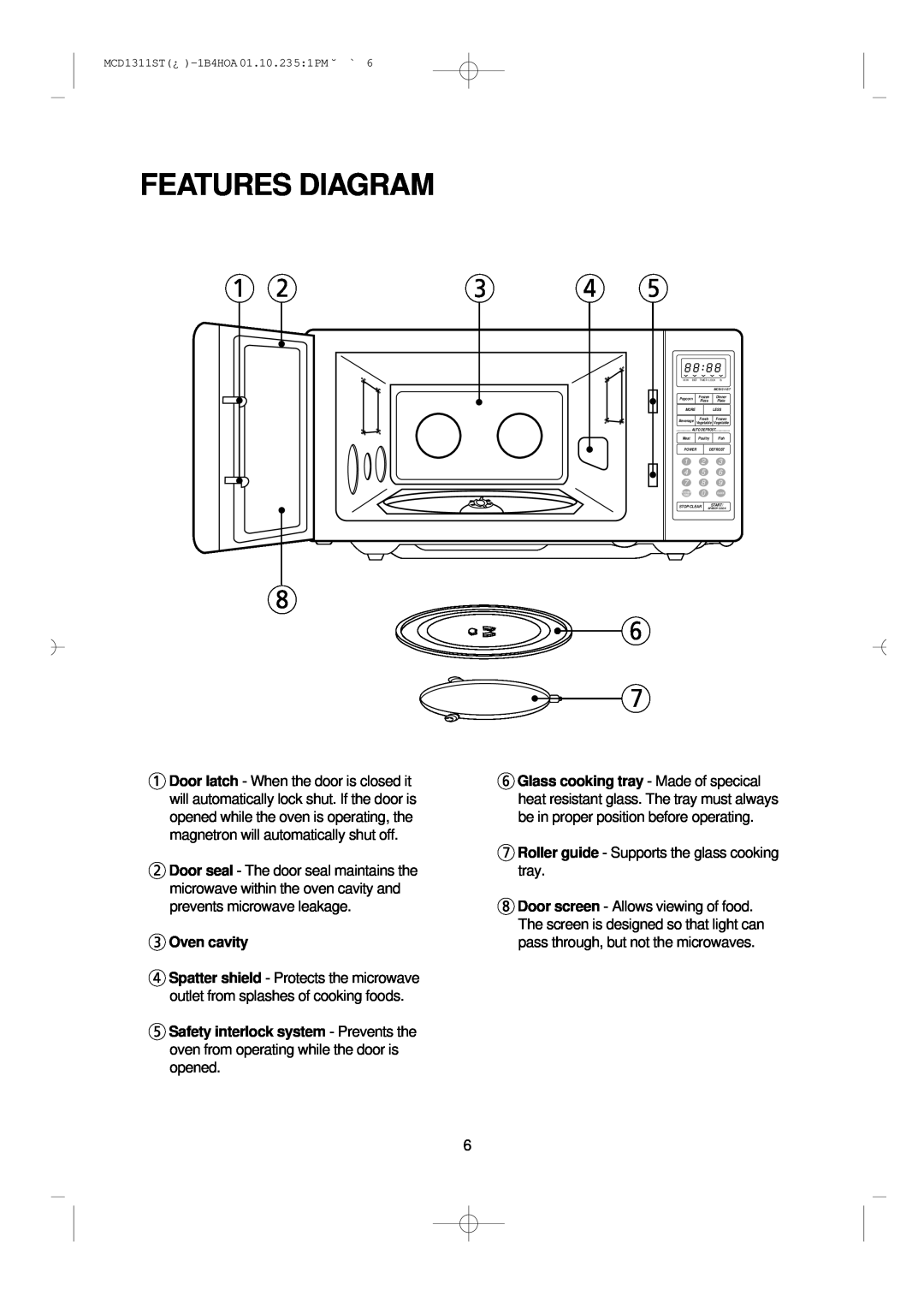 Magic Chef MCD1311ST manual Features Diagram, Oven cavity 