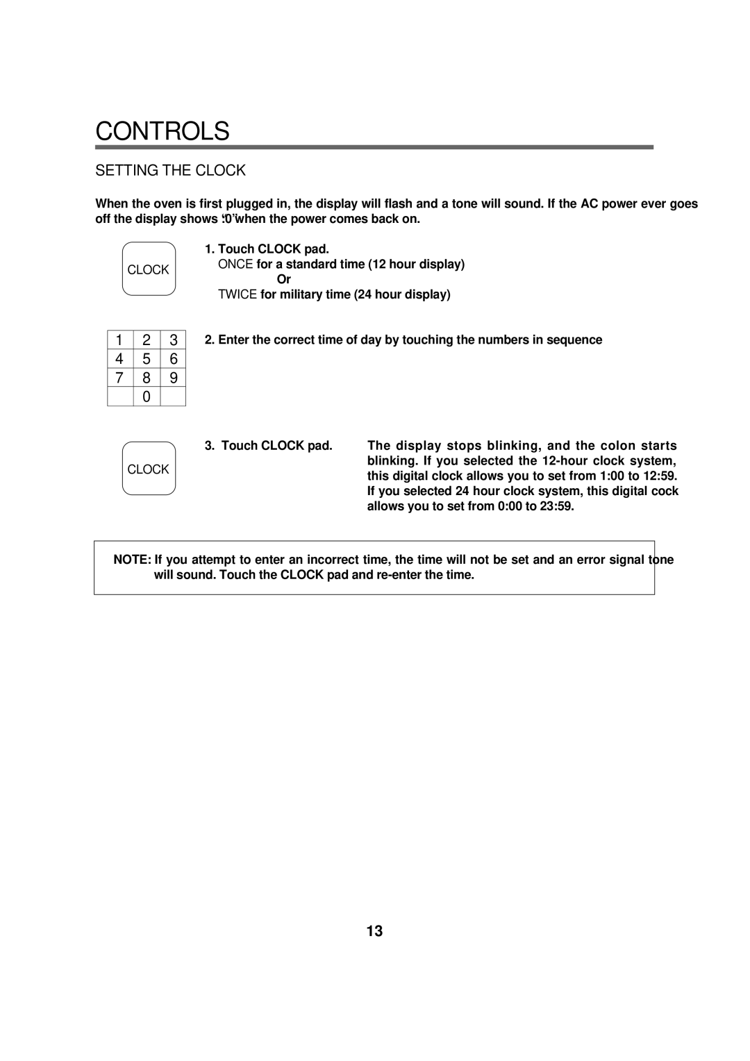 Magic Chef MCD1611B manual Controls, Setting the Clock 