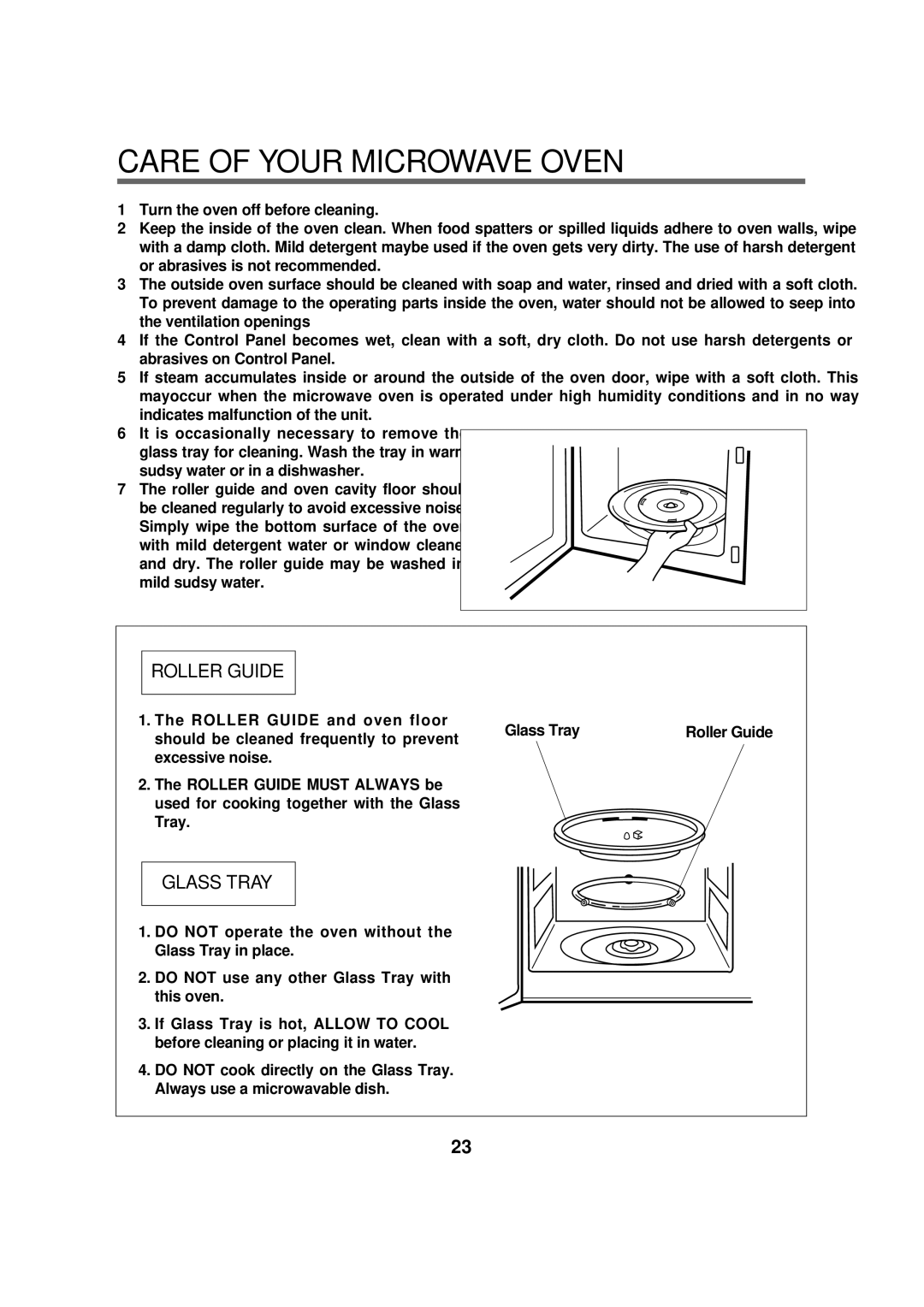 Magic Chef MCD1611B manual Care of Your Microwave Oven, Roller Guide 