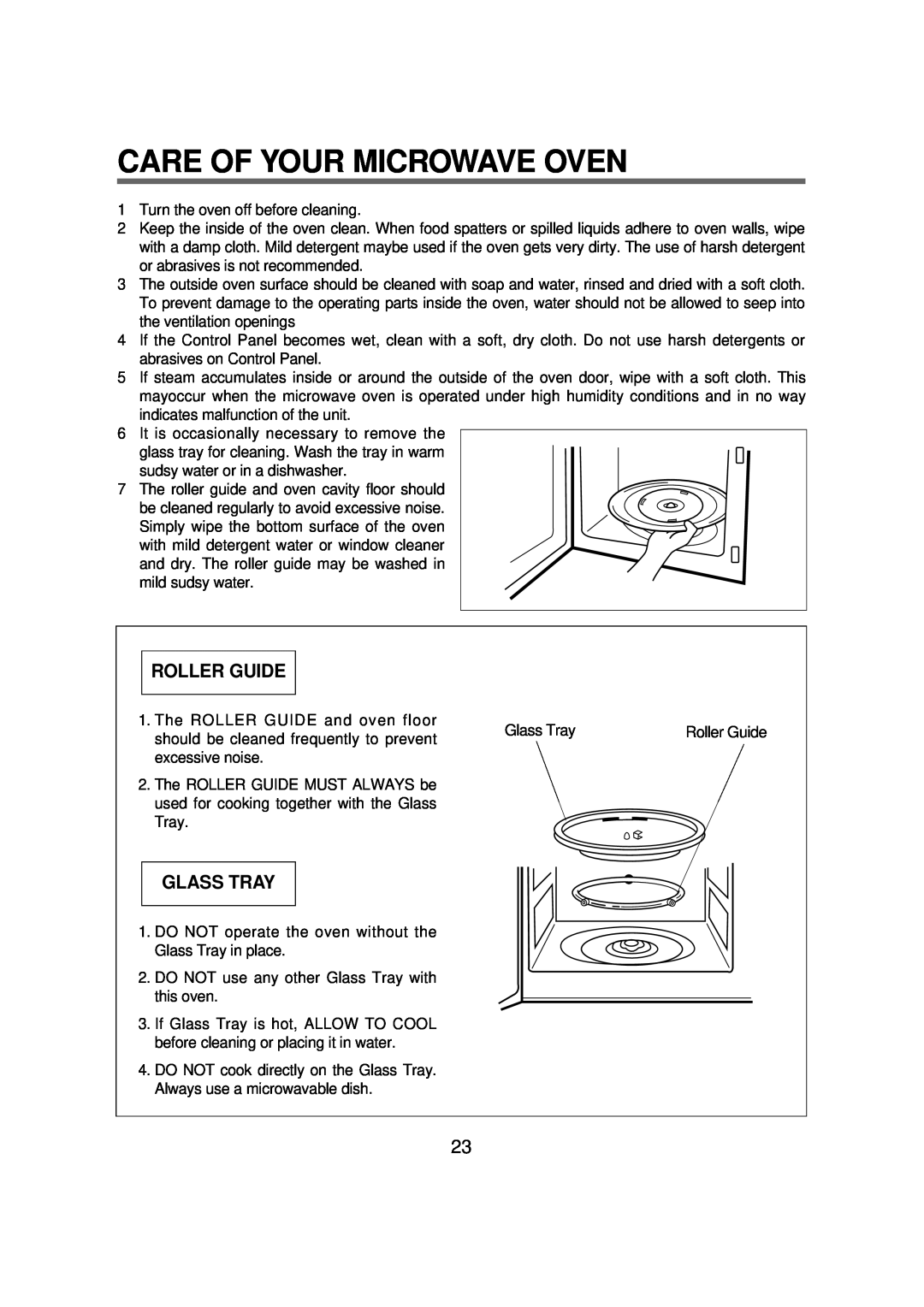 Magic Chef MCD1611B manual Care Of Your Microwave Oven, Roller Guide, Glass Tray 