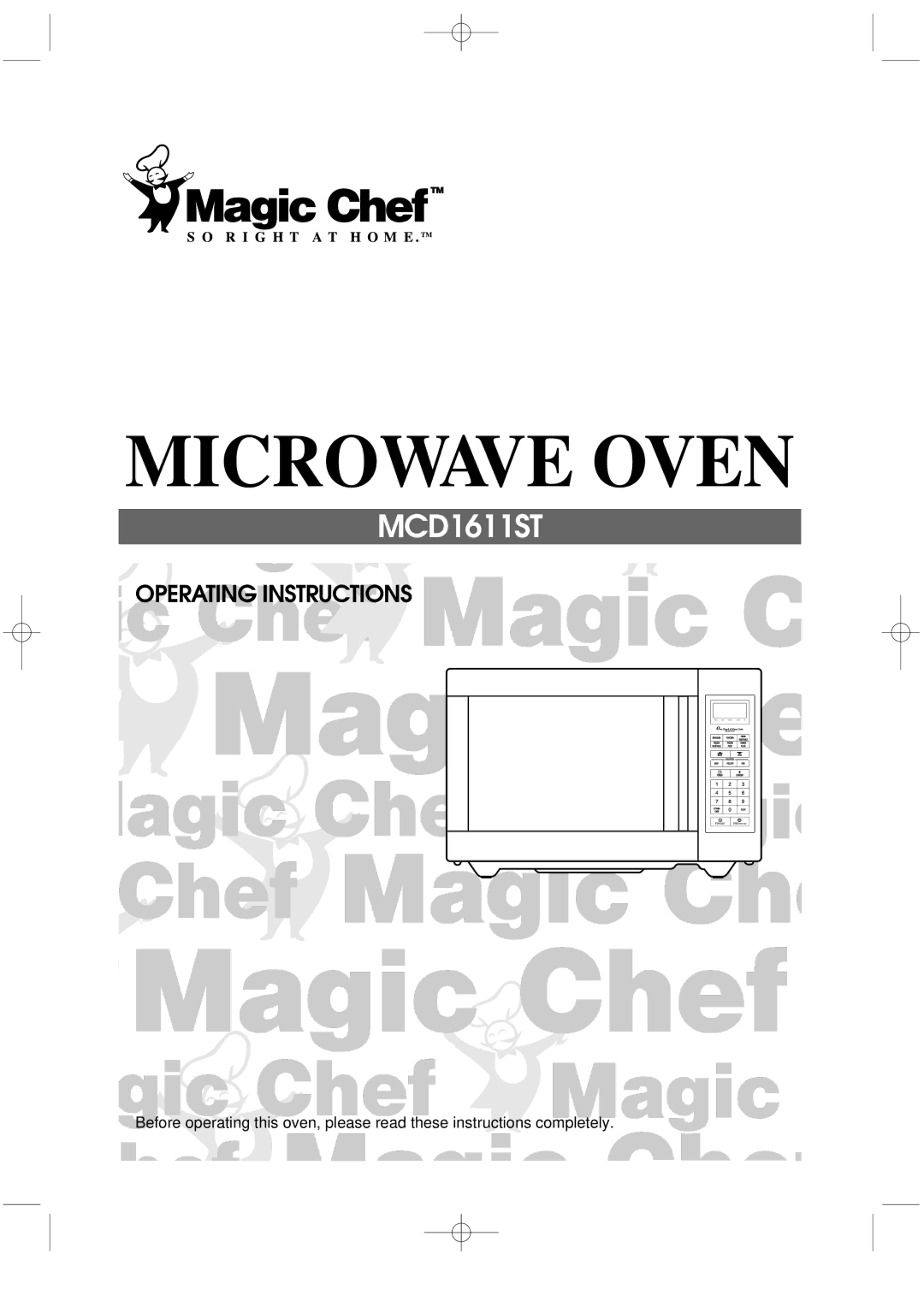 Magic Chef MCD1611ST manual Microwave Oven 