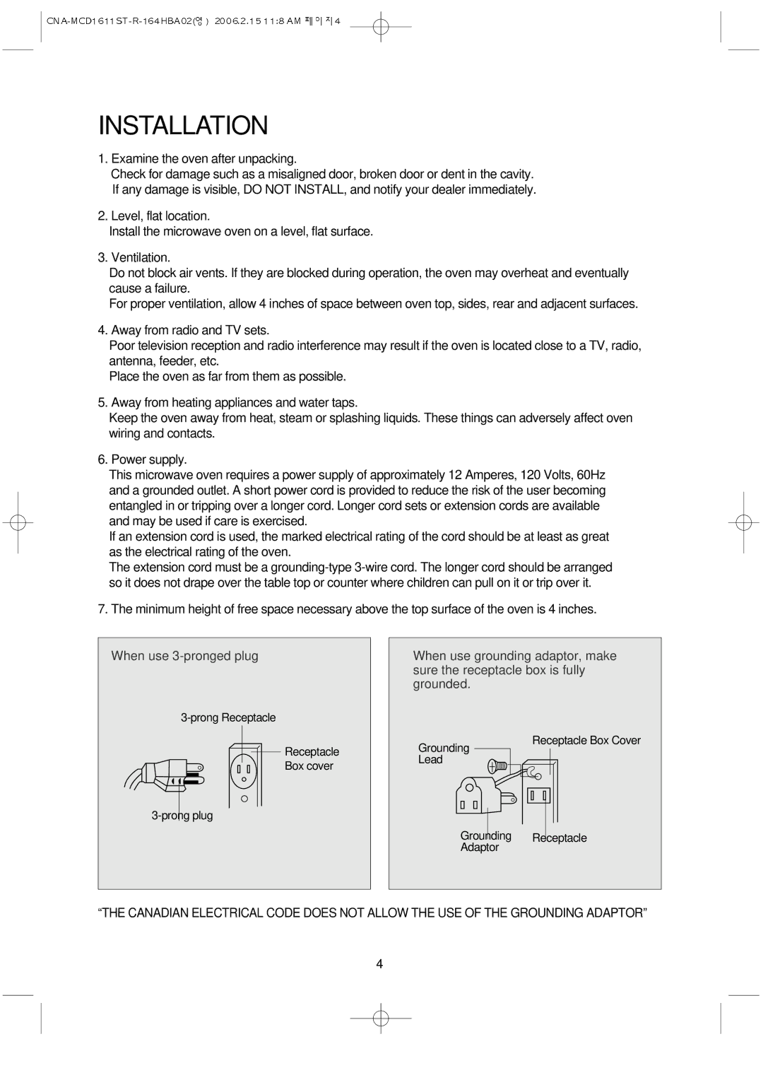 Magic Chef MCD1611ST manual Installation, Examine the oven after unpacking 