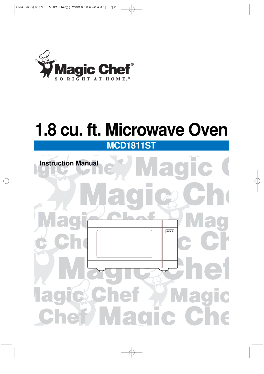 Magic Chef MCD1811ST instruction manual Cu. ft. Microwave Oven 