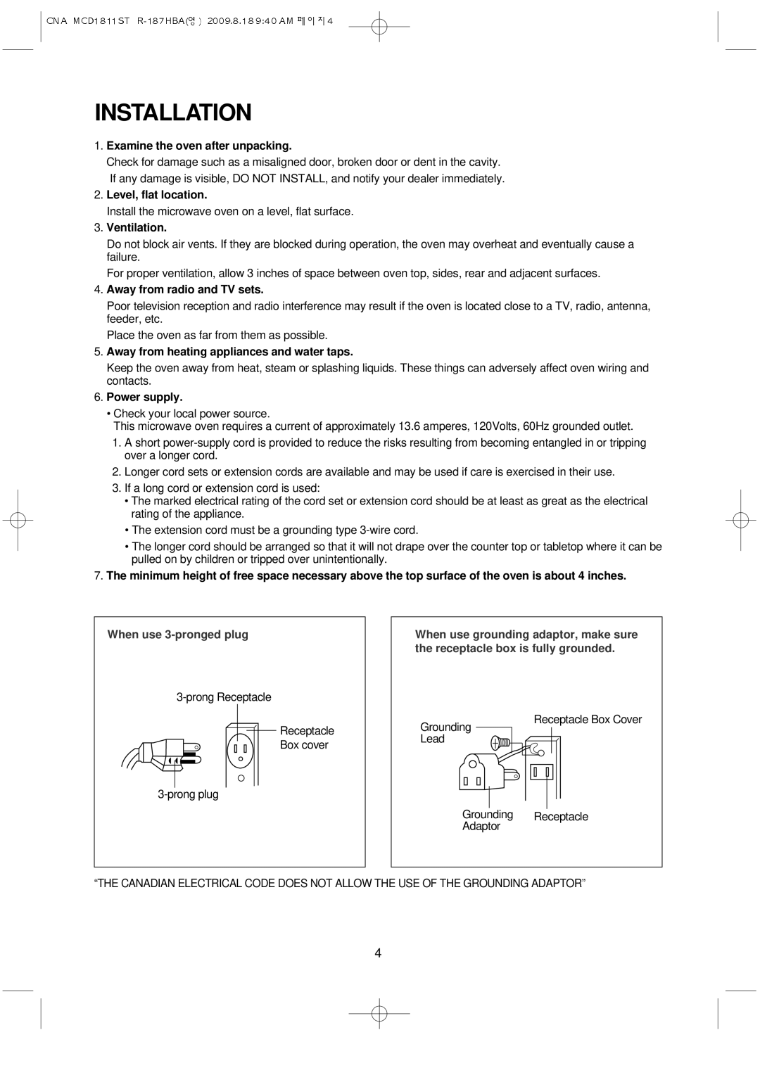 Magic Chef MCD1811ST instruction manual Installation 