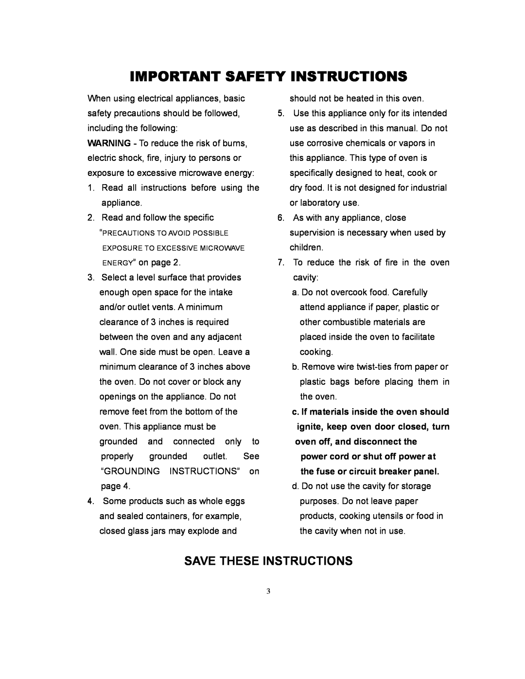 Magic Chef MCD775W owner manual Important Safety Instructions, Save These Instructions 