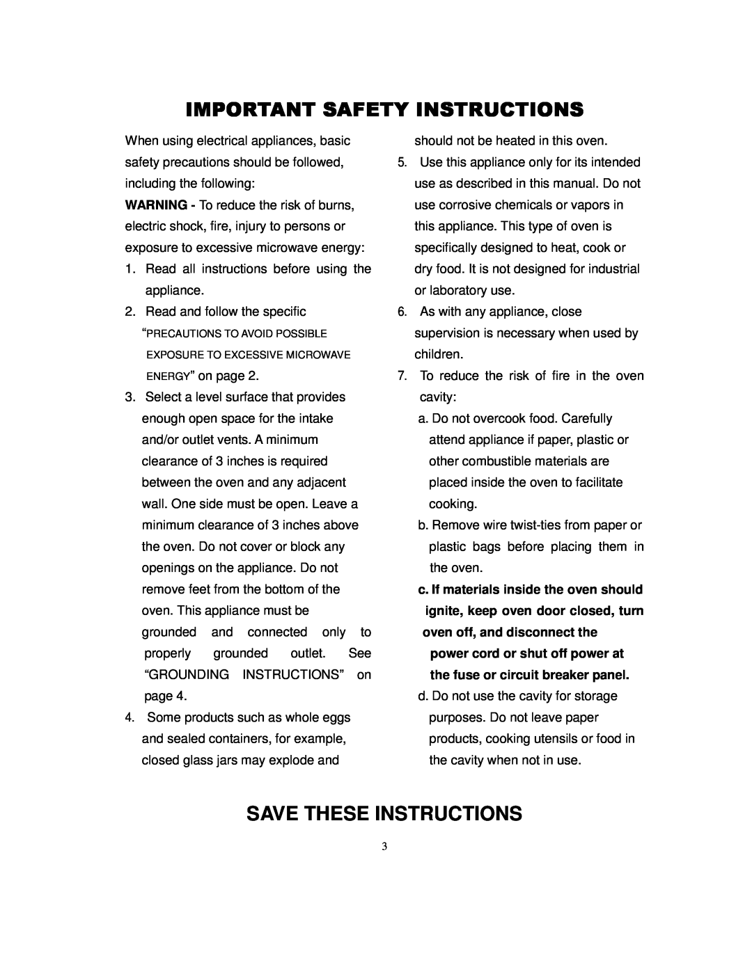 Magic Chef MCD775W1 owner manual Important Safety Instructions, Save These Instructions 