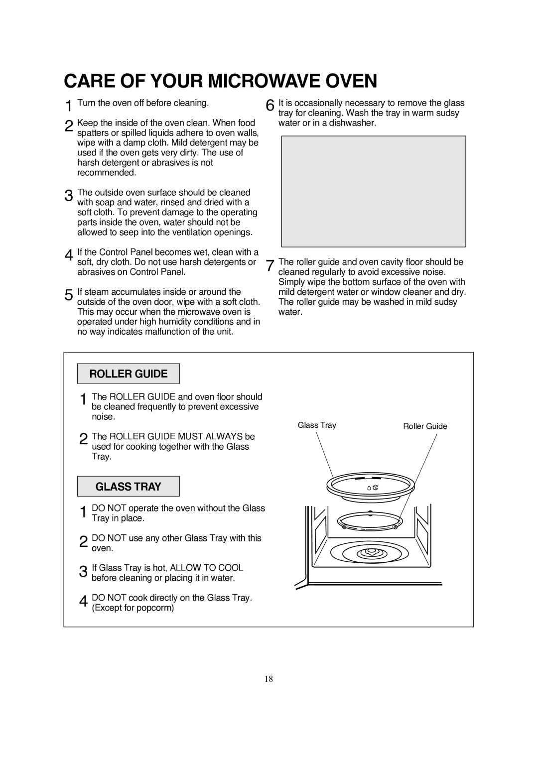 Magic Chef MCD990ARW, MCD990ARB instruction manual Care of Your Microwave Oven, Roller Guide, Glass Tray 