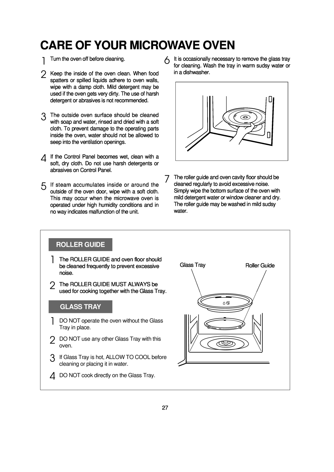 Magic Chef MCD990ARS instruction manual Care Of Your Microwave Oven, Roller Guide, Glass Tray 