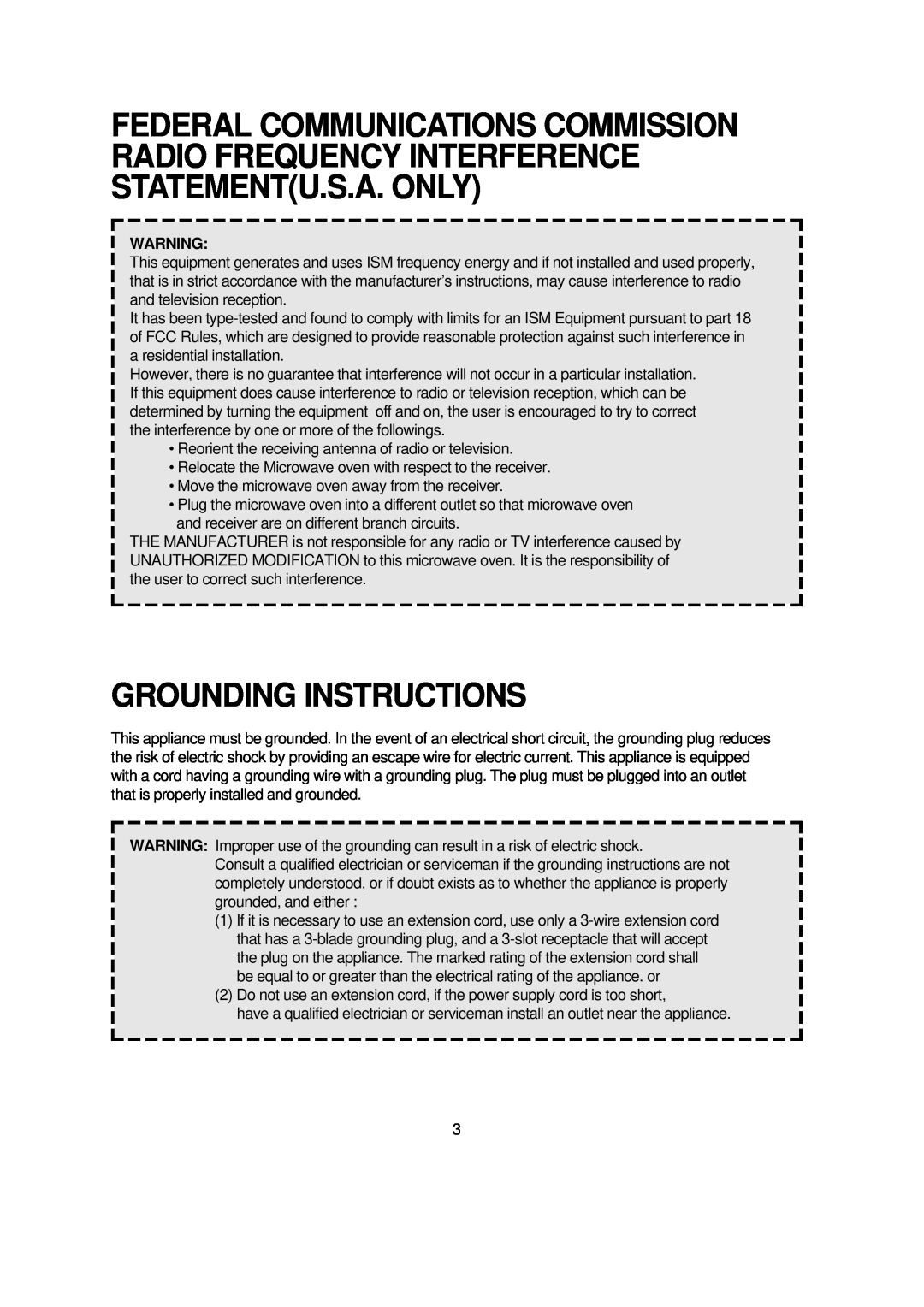 Magic Chef MCD990ARS instruction manual Grounding Instructions 