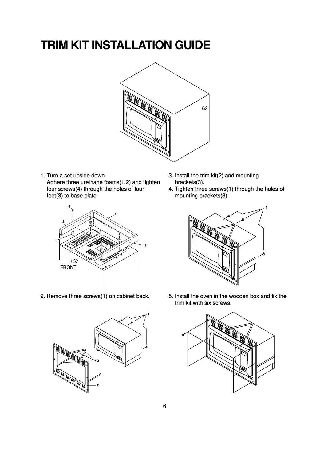 Magic Chef MCD990ARS Trim Kit Installation Guide, Turn a set upside down, Install the trim kit2 and mounting brackets3 
