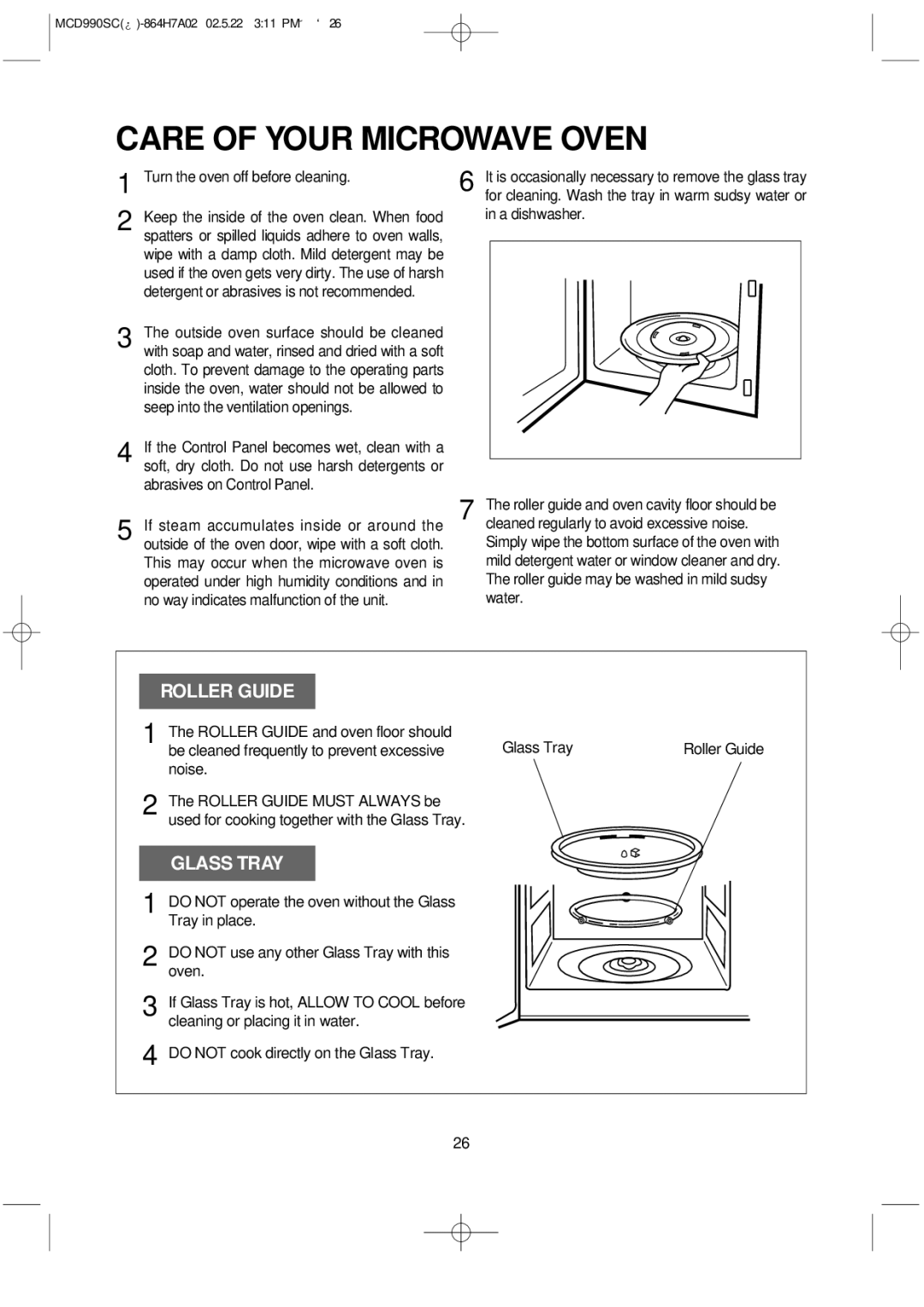 Magic Chef MCD990SC instruction manual Care of Your Microwave Oven, Turn the oven off before cleaning 