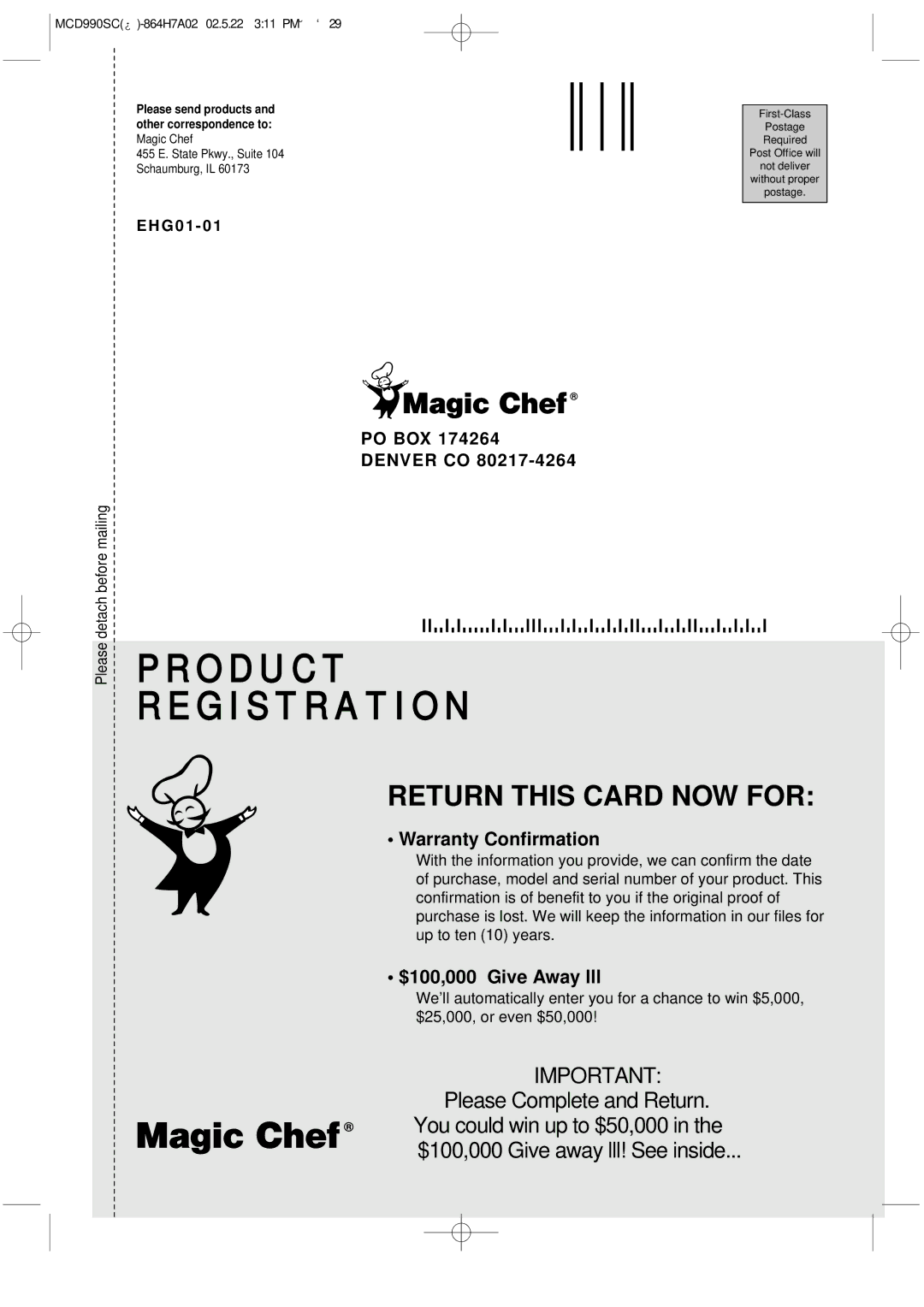 Magic Chef MCD990SC instruction manual Product Registration 