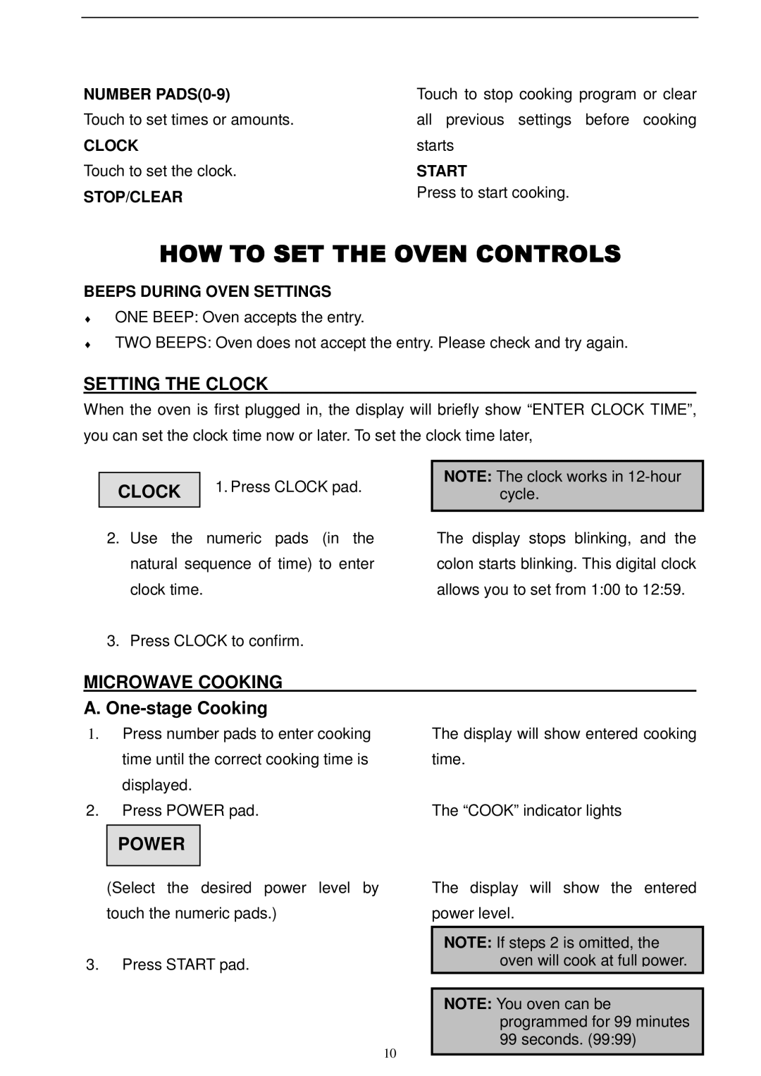 Magic Chef MCD990STG owner manual HOW to SET the Oven Controls, Setting the Clock, Microwave Cooking, Power 