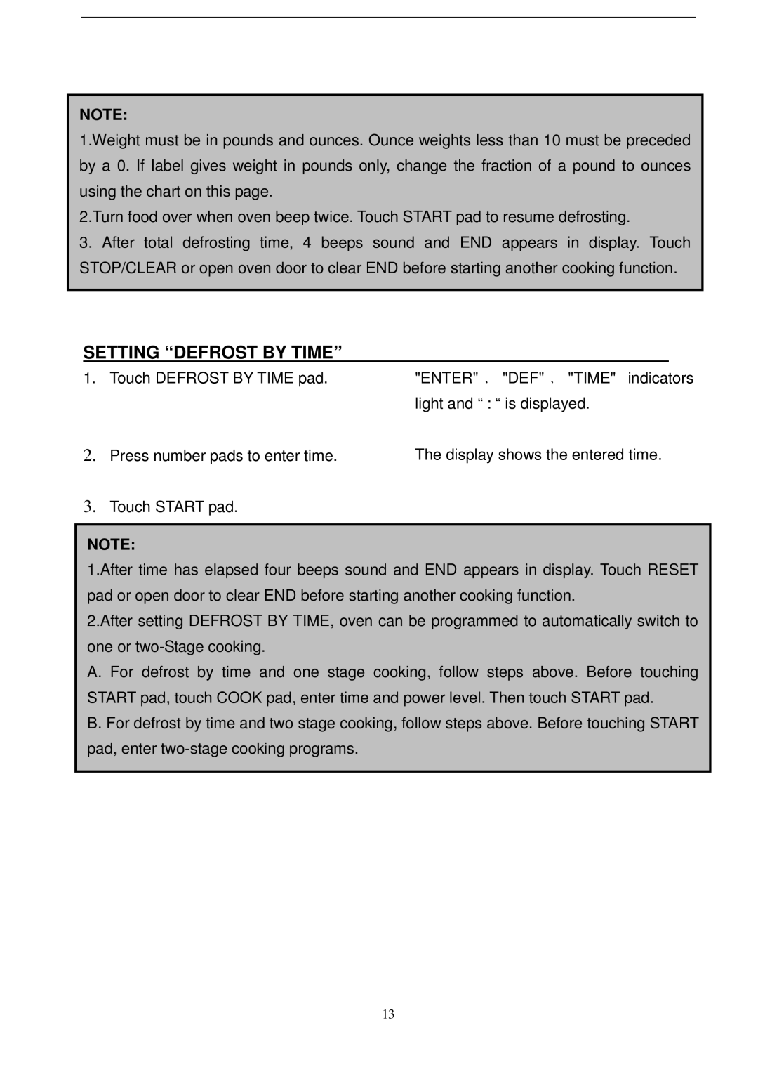 Magic Chef MCD990STG owner manual Setting Defrost by Time 