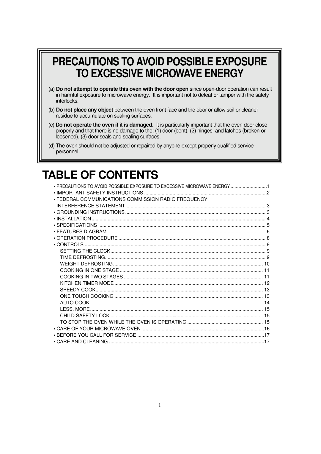 Magic Chef MCD990WF, MCD990BF instruction manual Table of Contents 