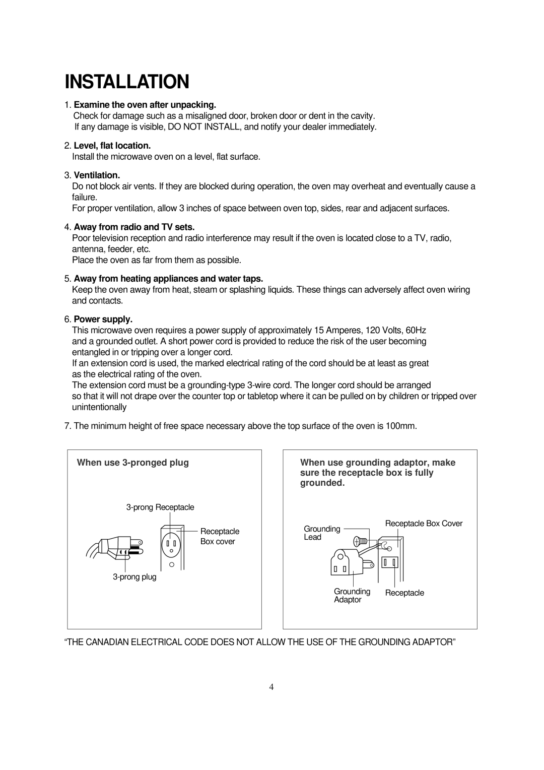 Magic Chef MCD990BF, MCD990WF instruction manual Installation, Examine the oven after unpacking 