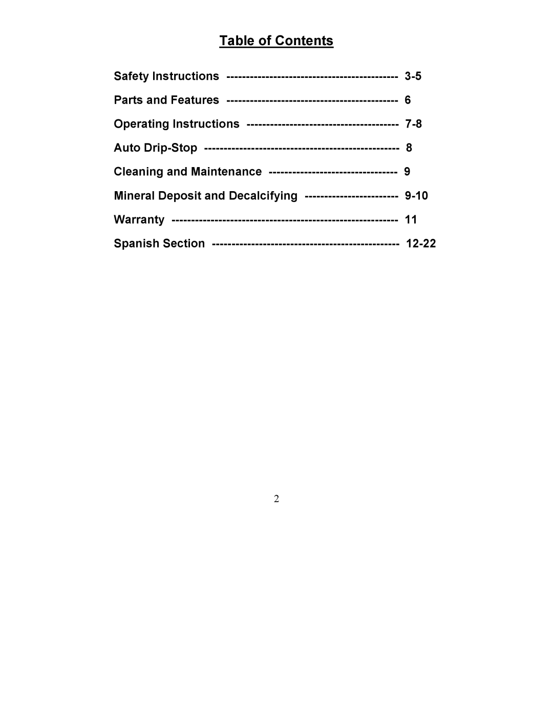 Magic Chef MCECM1NB manual Table of Contents 