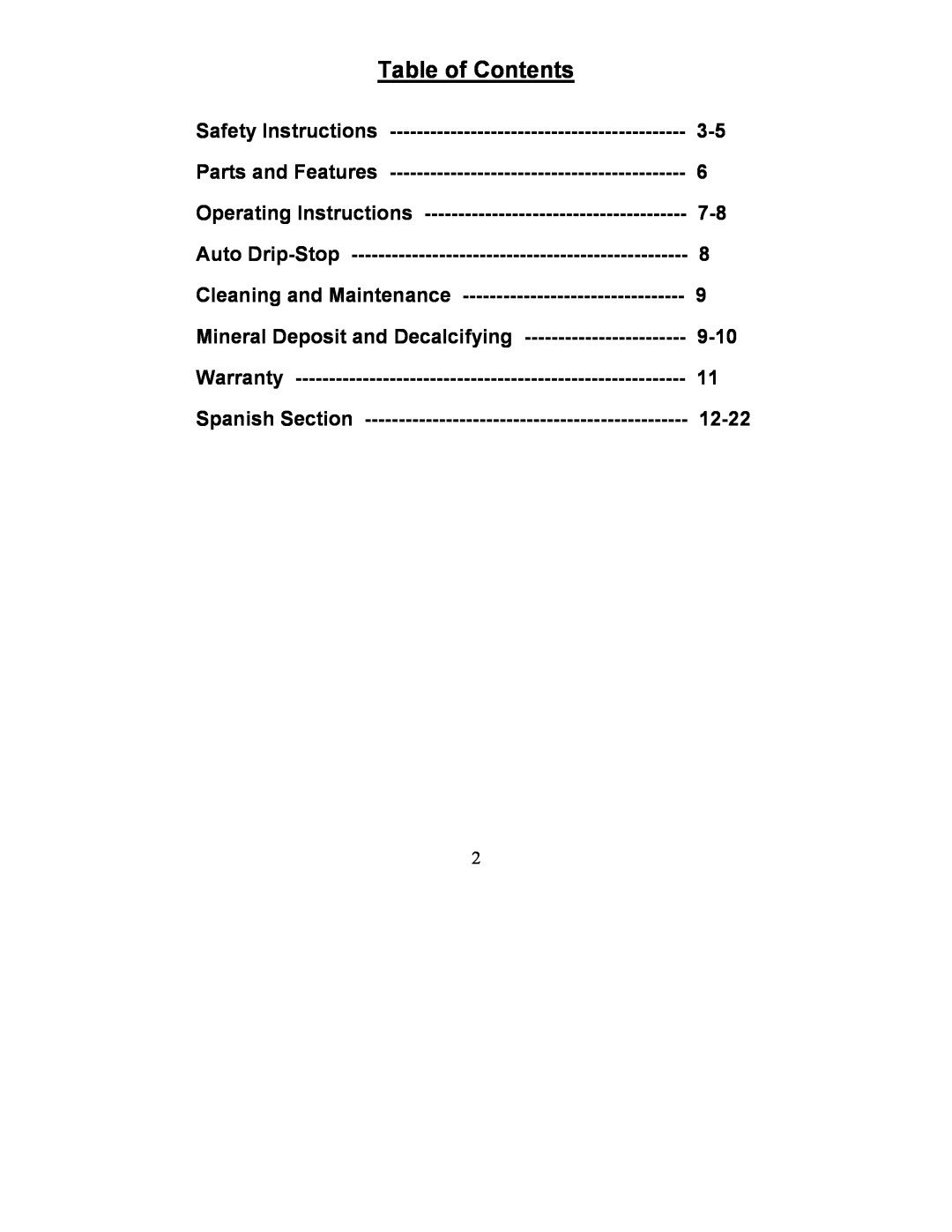 Magic Chef MCECM1NB manual Table of Contents 