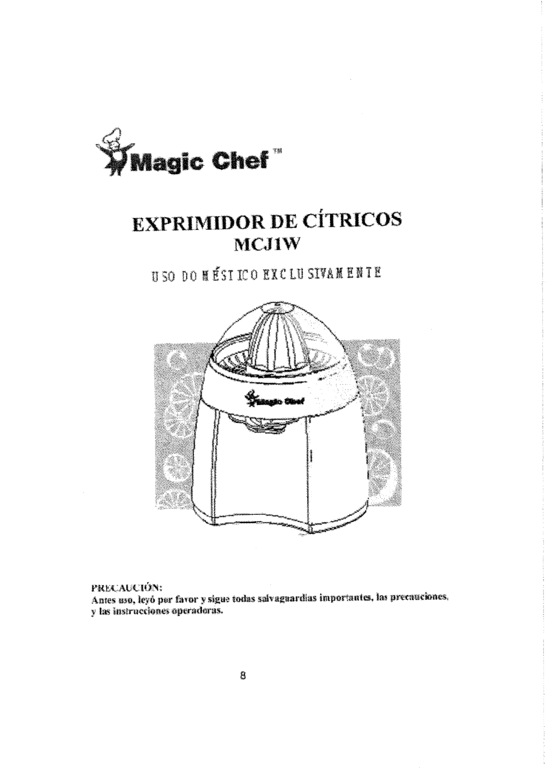 Magic Chef MCJ1W manual 