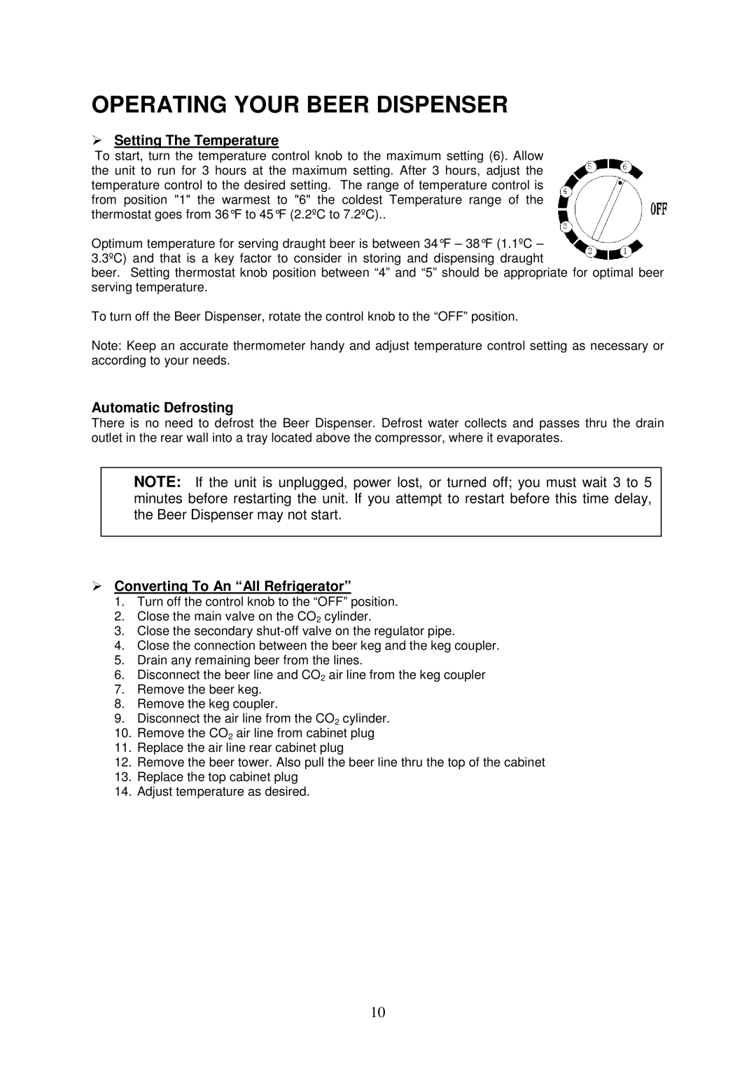 Magic Chef MCKC490S instruction manual Operating Your Beer Dispenser 