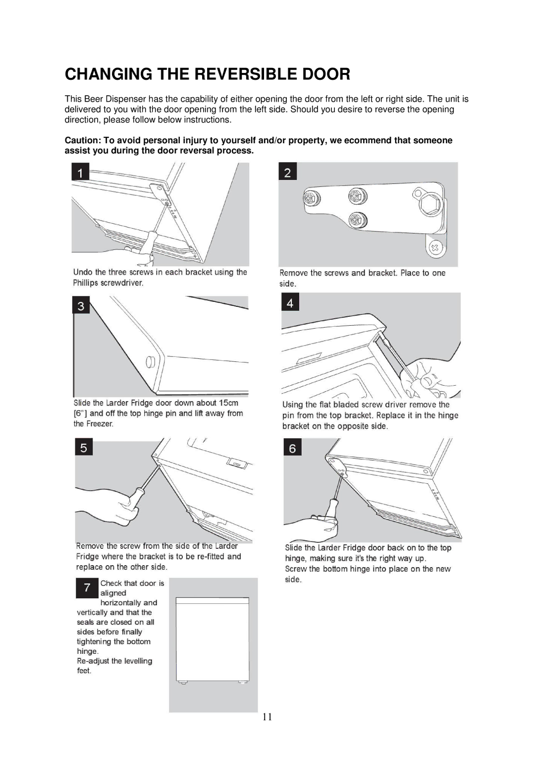 Magic Chef MCKC490S instruction manual Changing the Reversible Door 