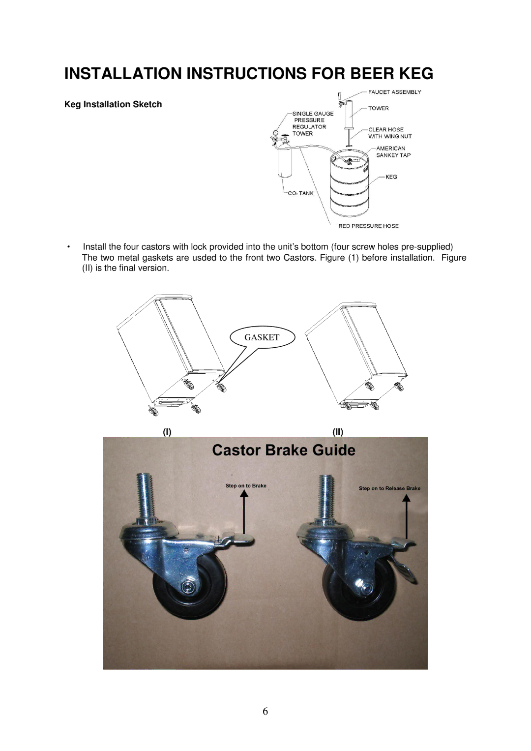 Magic Chef MCKC490S instruction manual Installation Instructions for Beer KEG, Keg Installation Sketch 