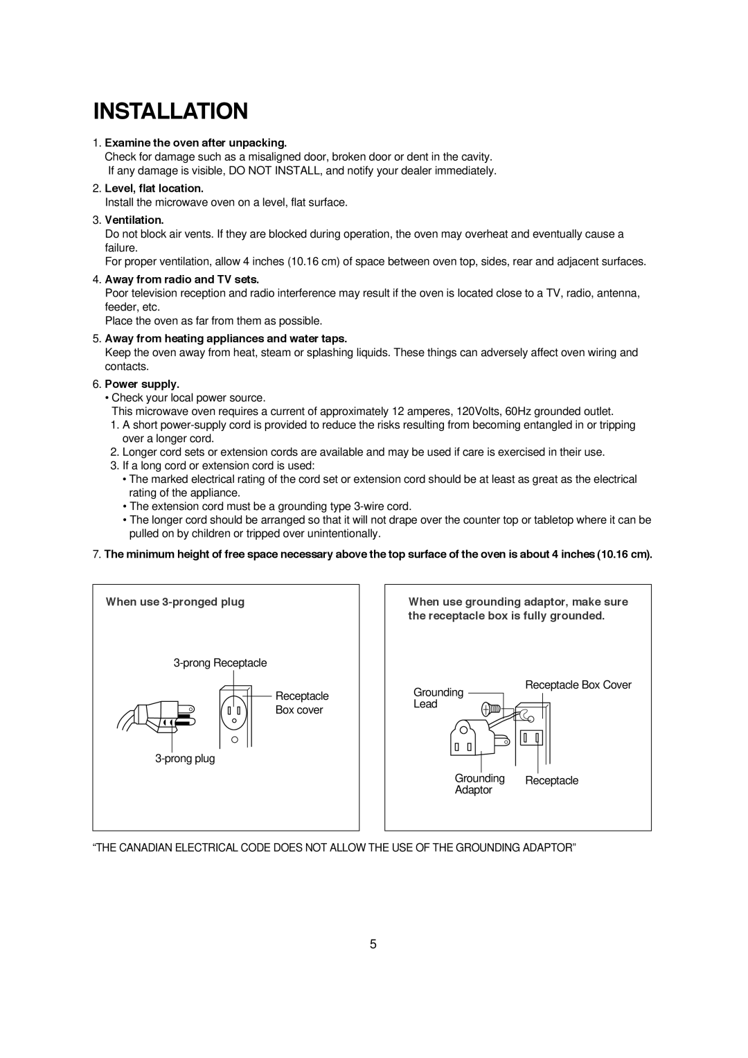 Magic Chef MCM1110ST instruction manual Installation, Examine the oven after unpacking 