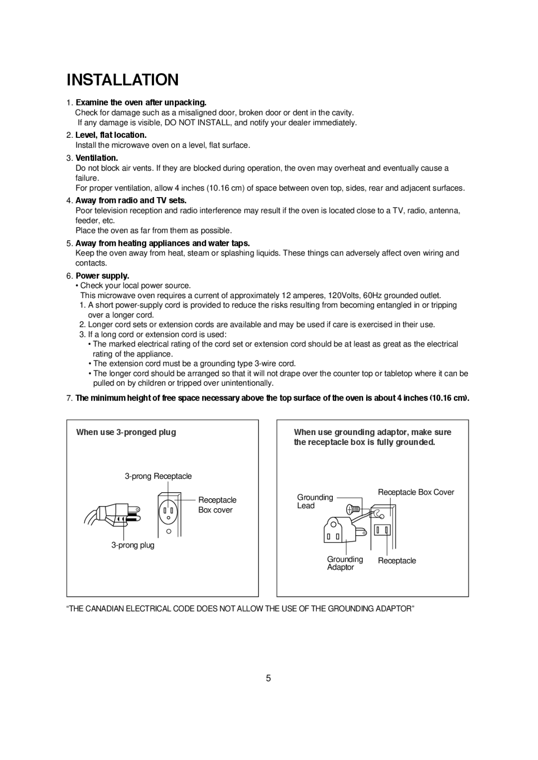 Magic Chef MCM1110W/B instruction manual Installation, Examine the oven after unpacking 