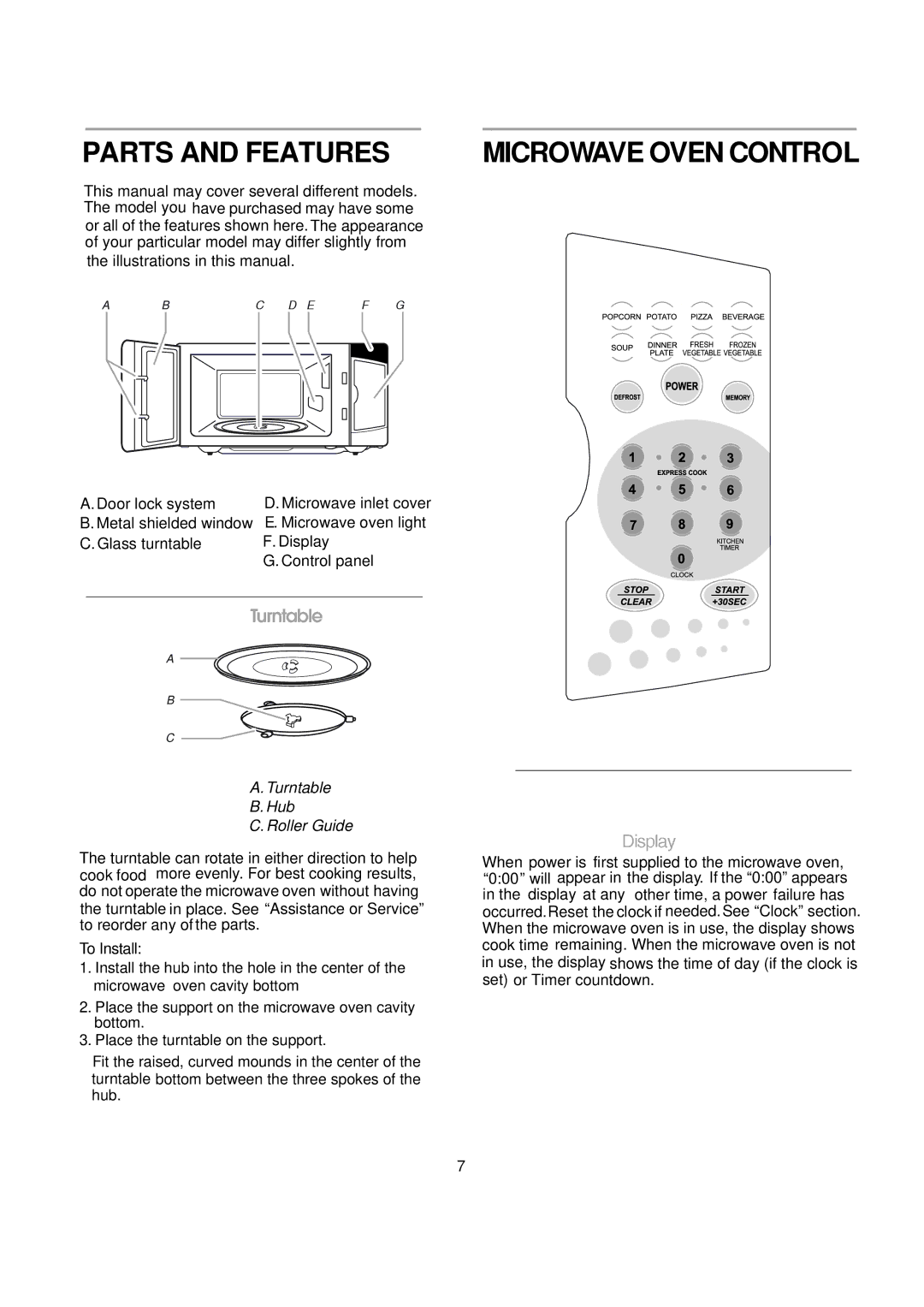 Magic Chef MCM770W/B instruction manual Parts and Features, Microwave Oven Control 