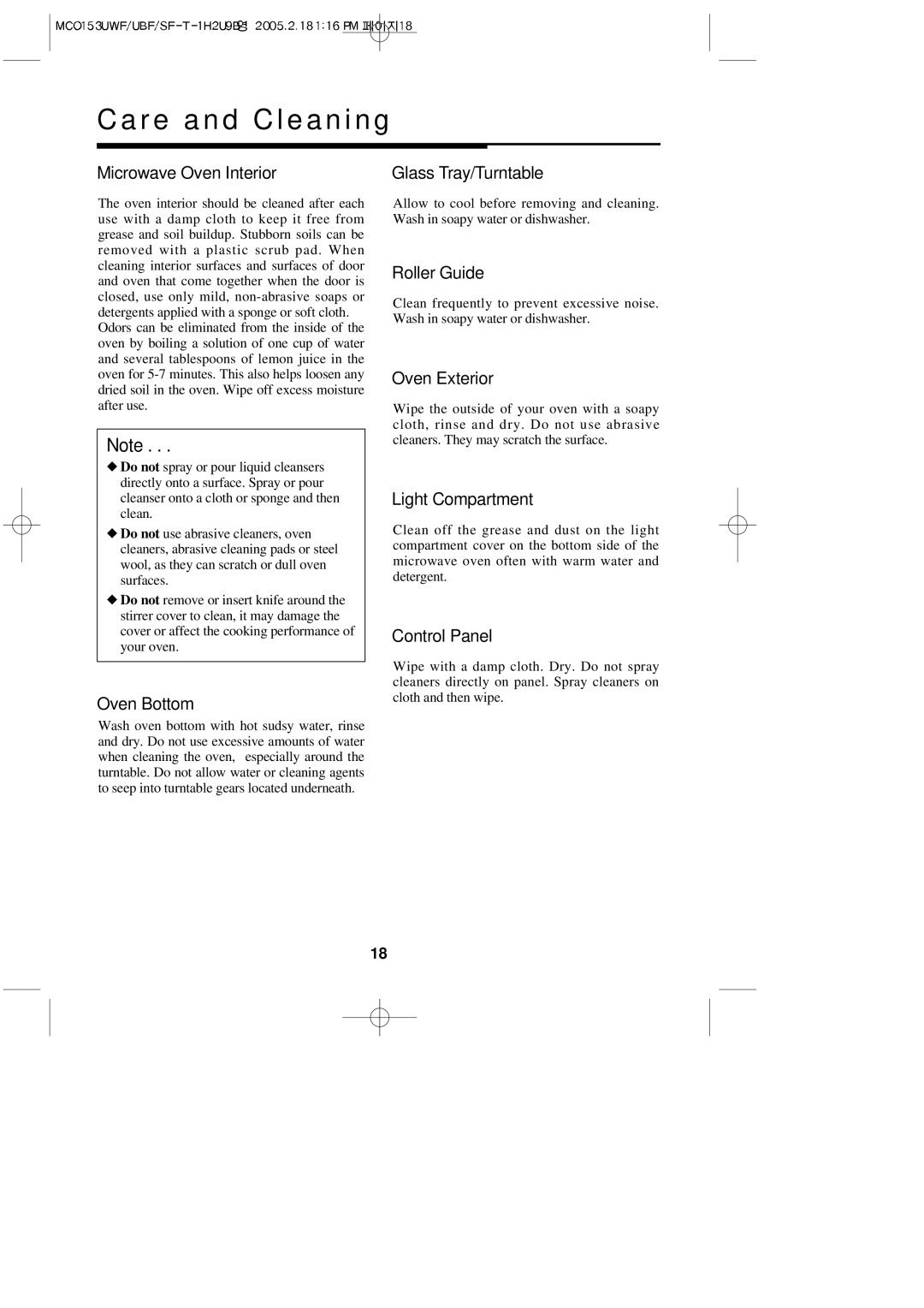 Magic Chef MCO153SF, MCO153UWF, MCO153UQF, MCO153UBF important safety instructions R e a n d C l e a n i n g 