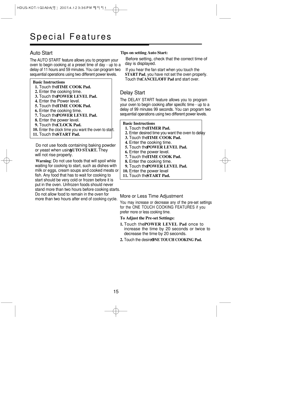 Magic Chef MCO160UQ, mco160ub, MCO160S, mco160uw important safety instructions Auto Start, Delay Start 