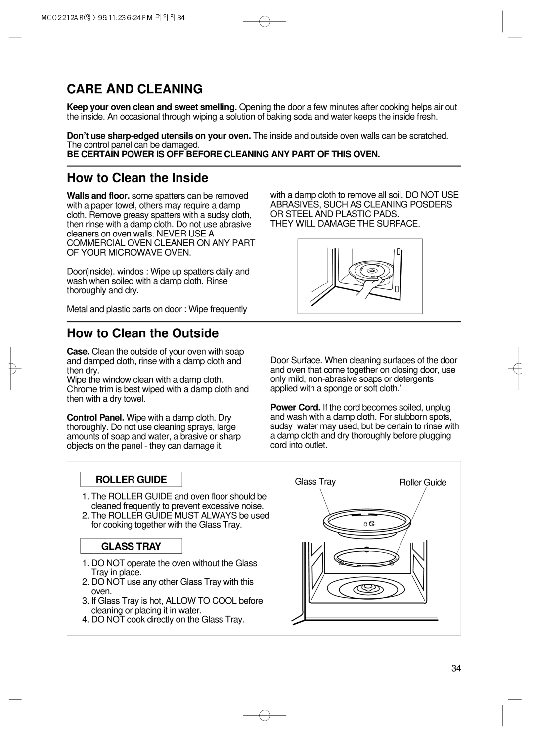 Magic Chef MCO2212AR manual Care and Cleaning, How to Clean the Inside 