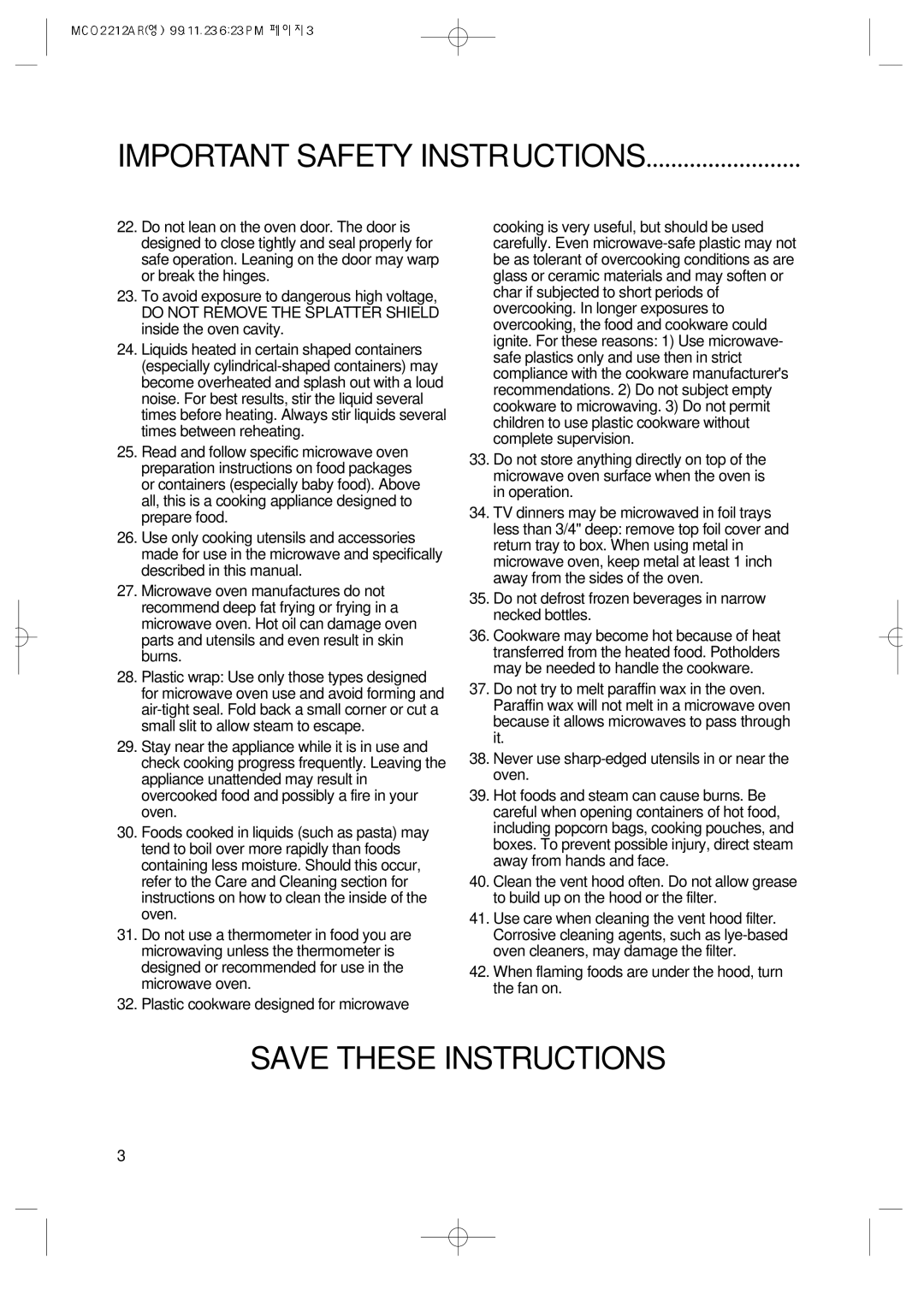 Magic Chef MCO2212AR manual Do not Remove the Splatter Shield inside the oven cavity 